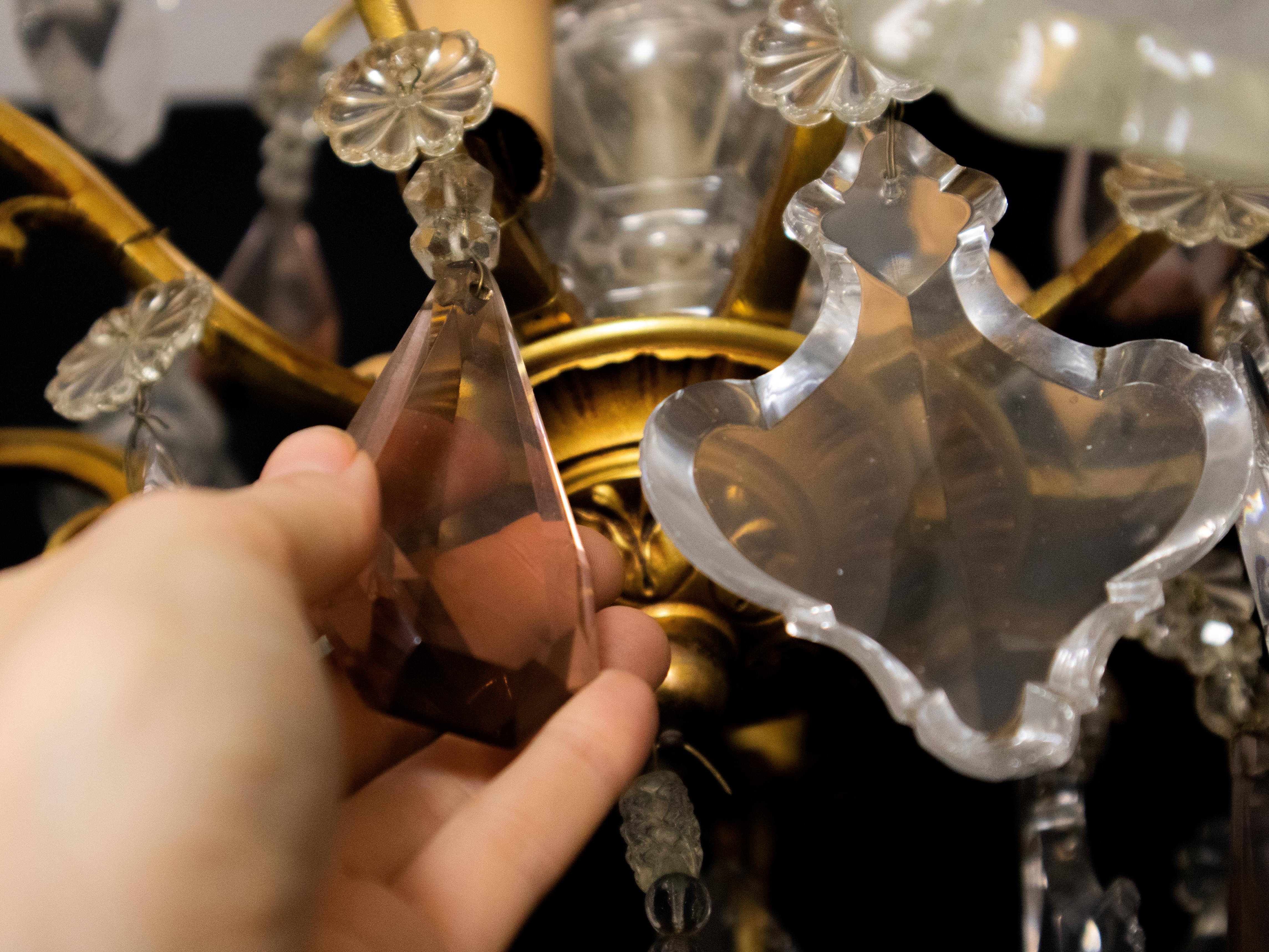 Louis XV Bronze Crystal Chandelier, Nine Lights, 1800s For Sale 3