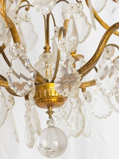 Louis XV Bronze Crystal Chandelier, Six Lights, 19th Century