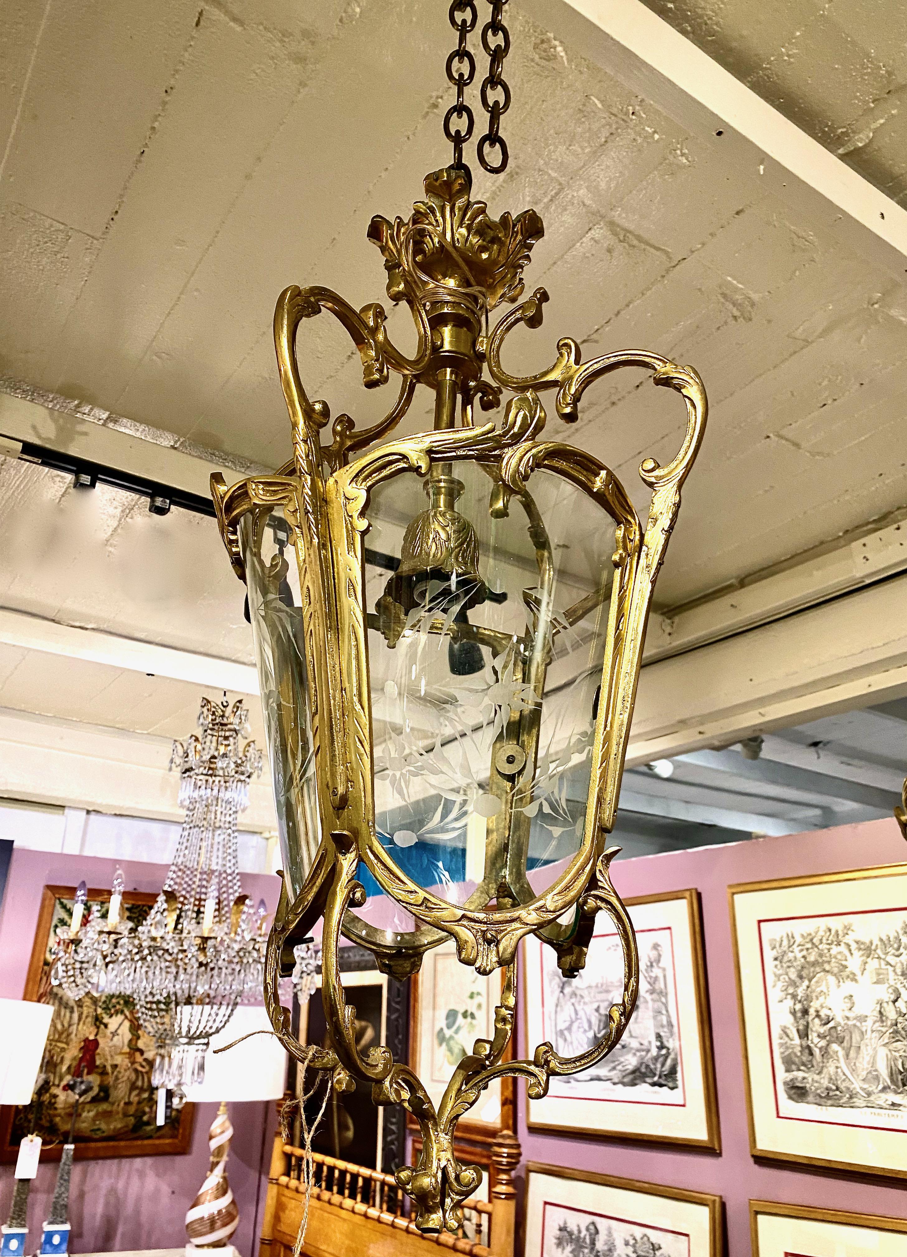 Etched Louis XV Bronze Hall Lanterns For Sale