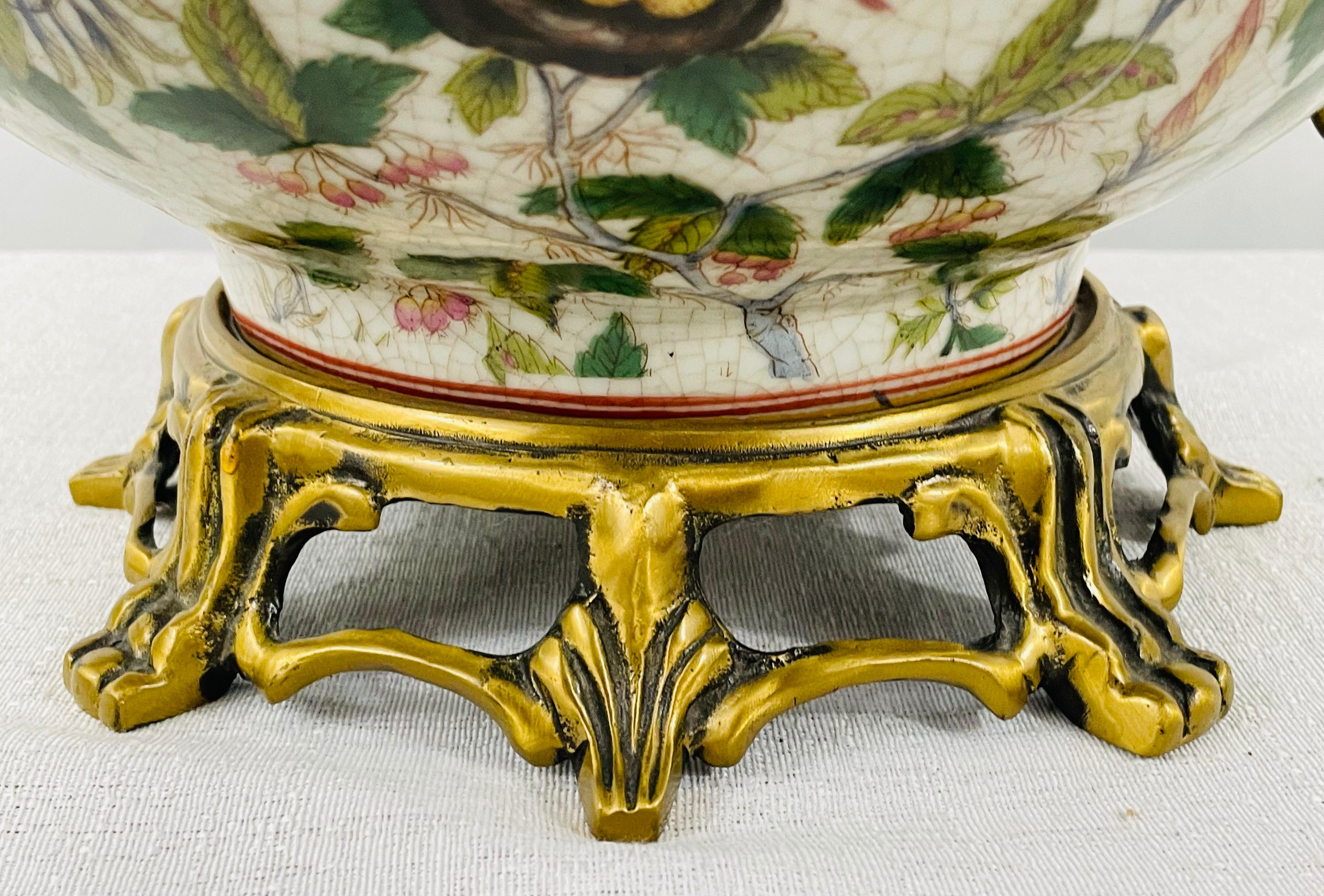 Louis XV Bronze Mounted Chinese Export Centerpiece Bowl or Vase For Sale 7