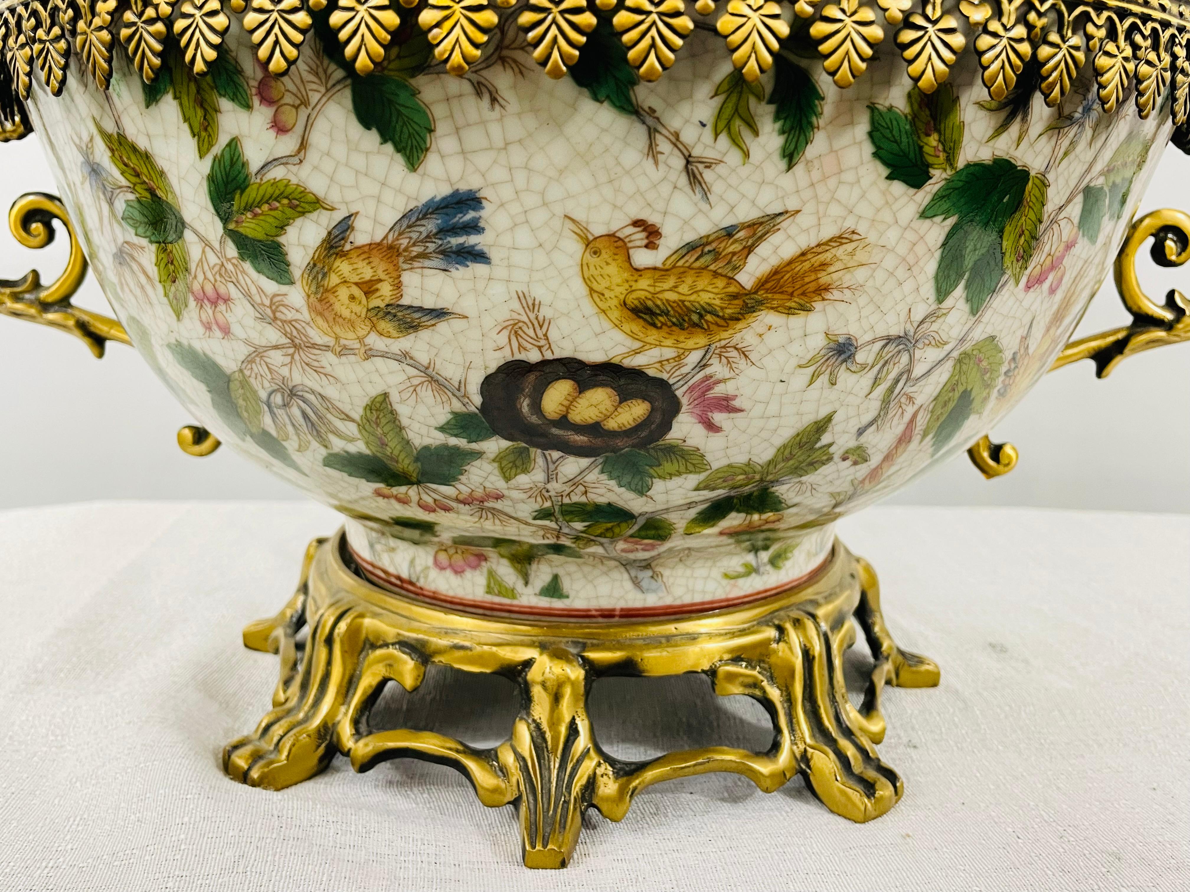 Louis XV Bronze Mounted Chinese Export Centerpiece Bowl or Vase In Good Condition For Sale In Plainview, NY