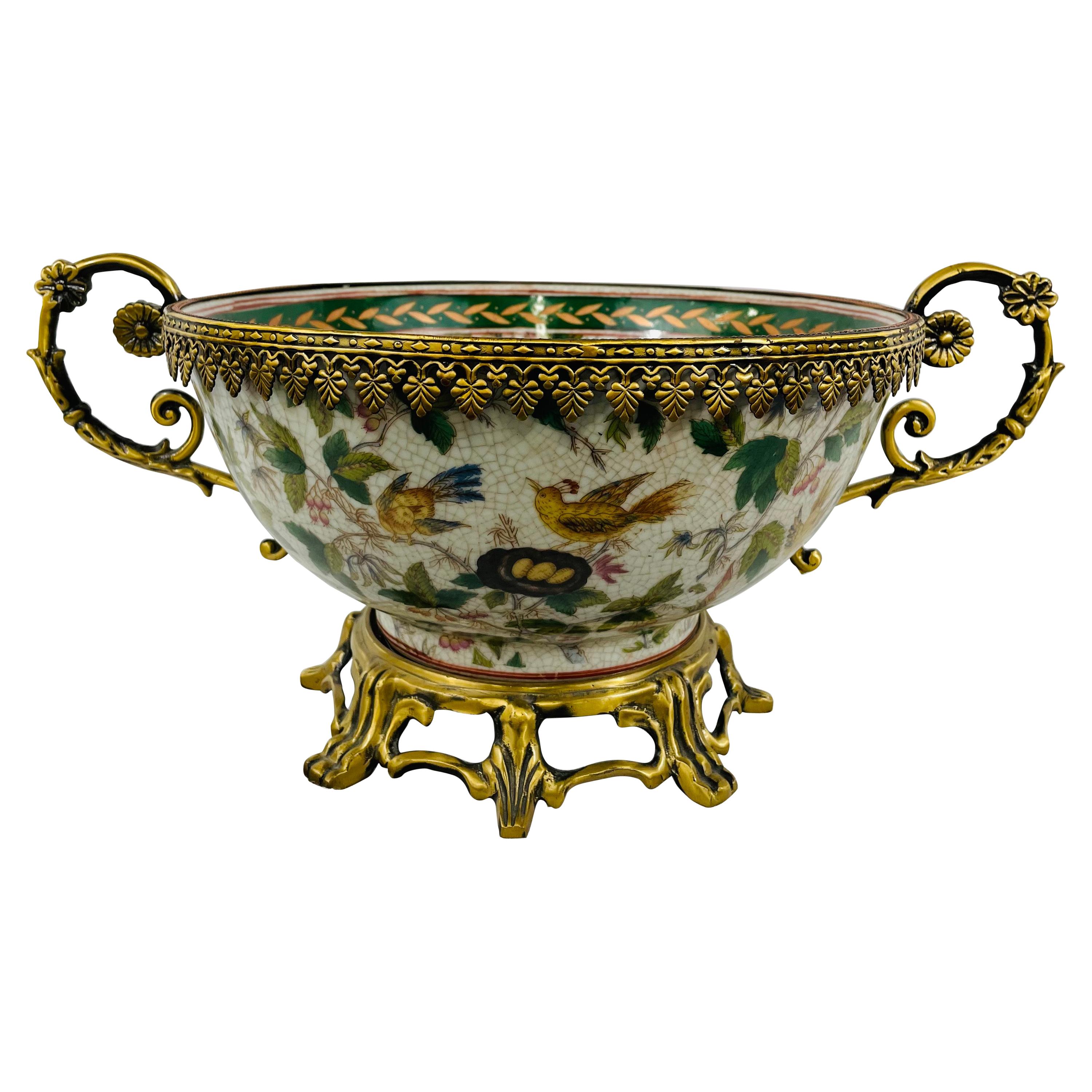 Louis XV Bronze Mounted Chinese Export Centerpiece Bowl or Vase For Sale