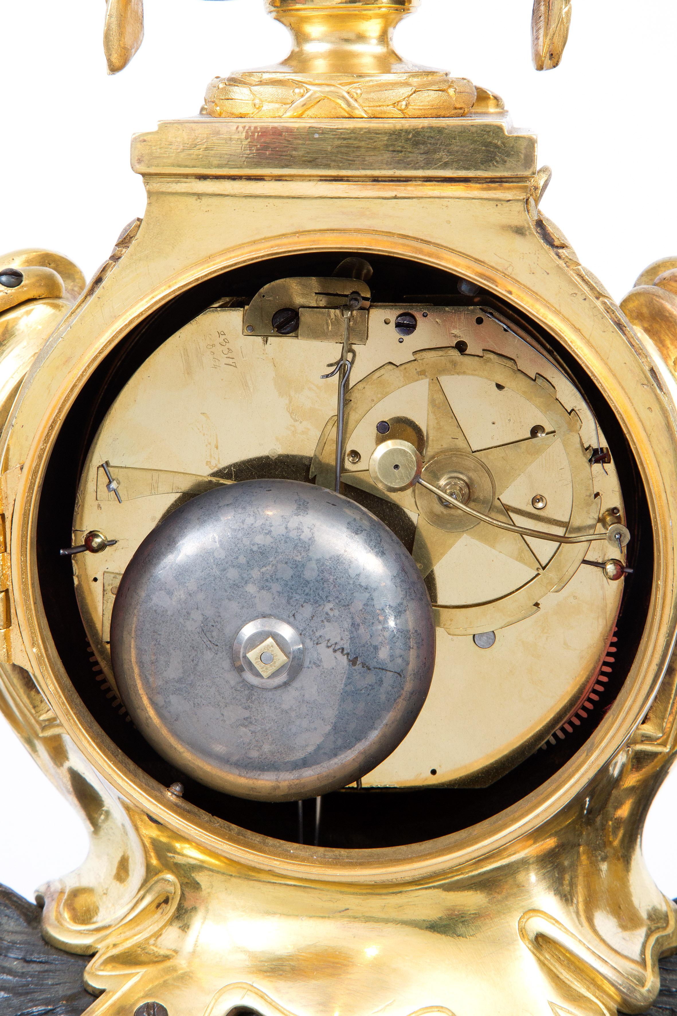 French Louis XV bronze pendulum clock “Pendule au Sanglier” For Sale