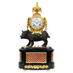 Used Louis XV bronze pendulum clock “Pendule au Sanglier”