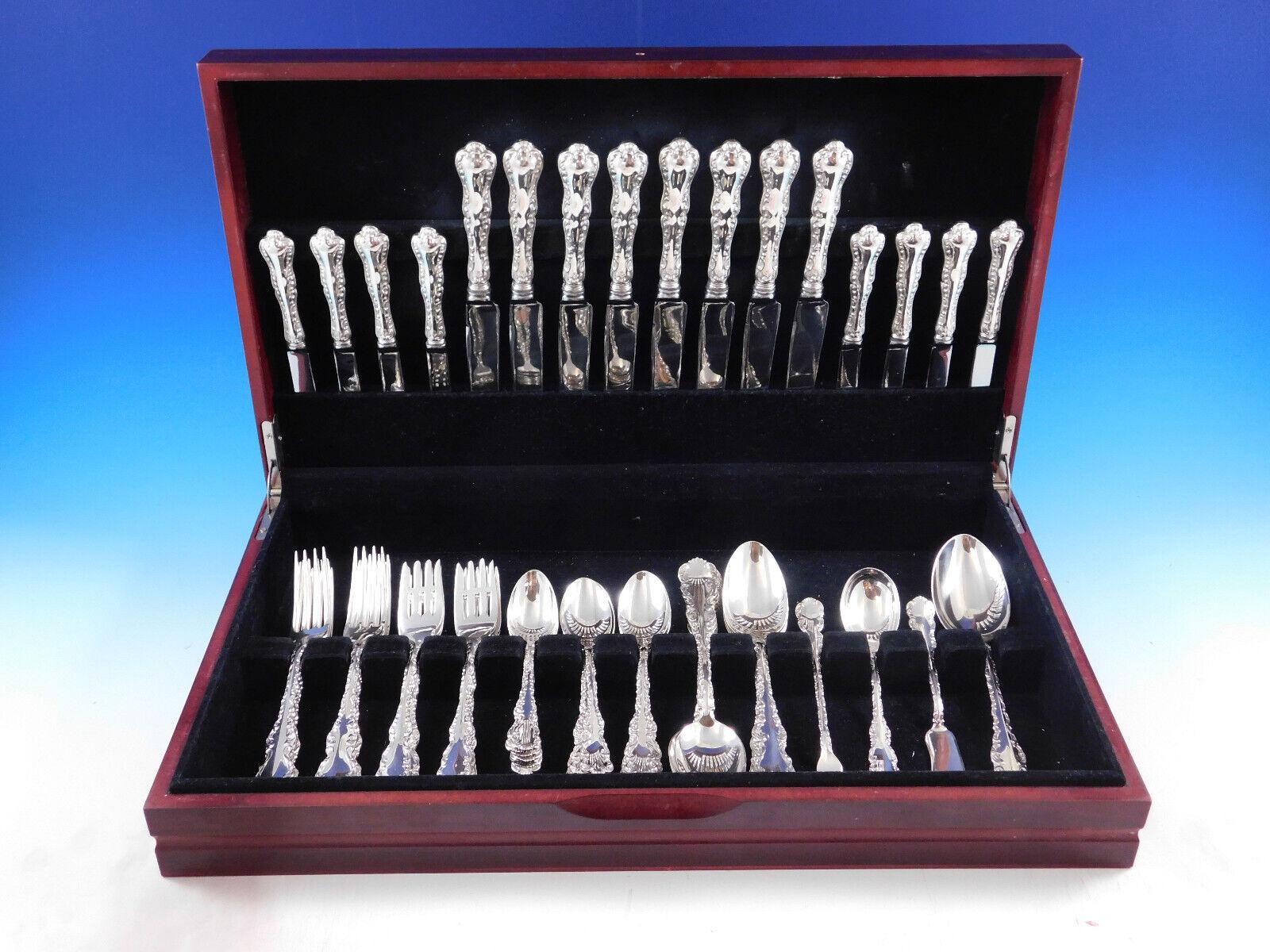 Scarce Louis XV by Birks (Canada) sterling silver Flatware set, 60 pieces. This set includes:

8 Knives, 8 5/8