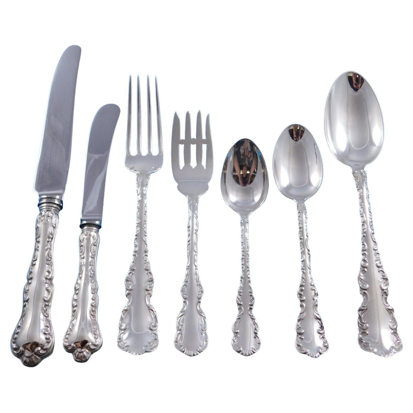 Louis XV by Birks Canada Sterling Silver Flatware Set for 8 Service 60 pcs For Sale