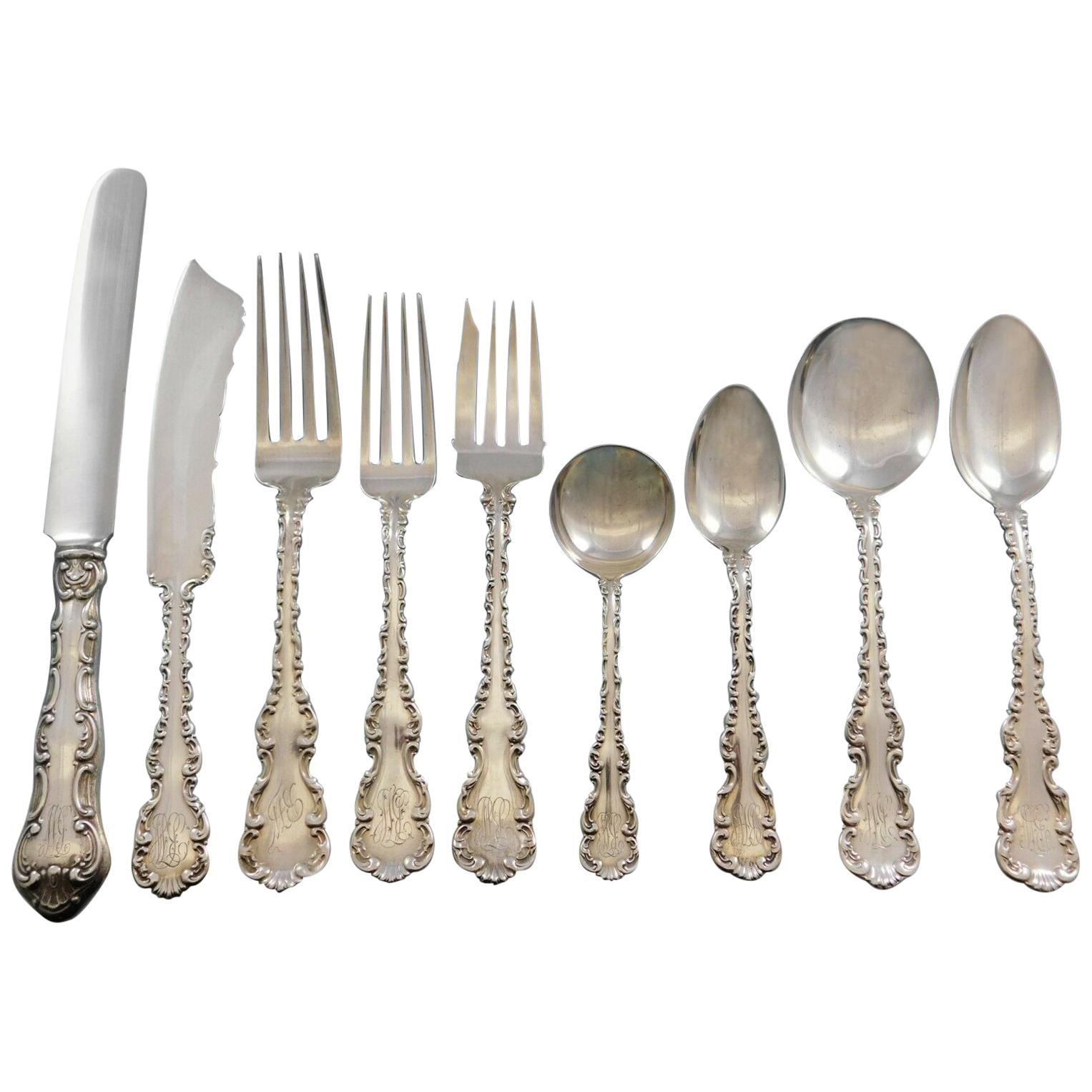 Louis XV by Whiting Sterling Silver Flatware Set for 12 Service 110 Pcs Dinner