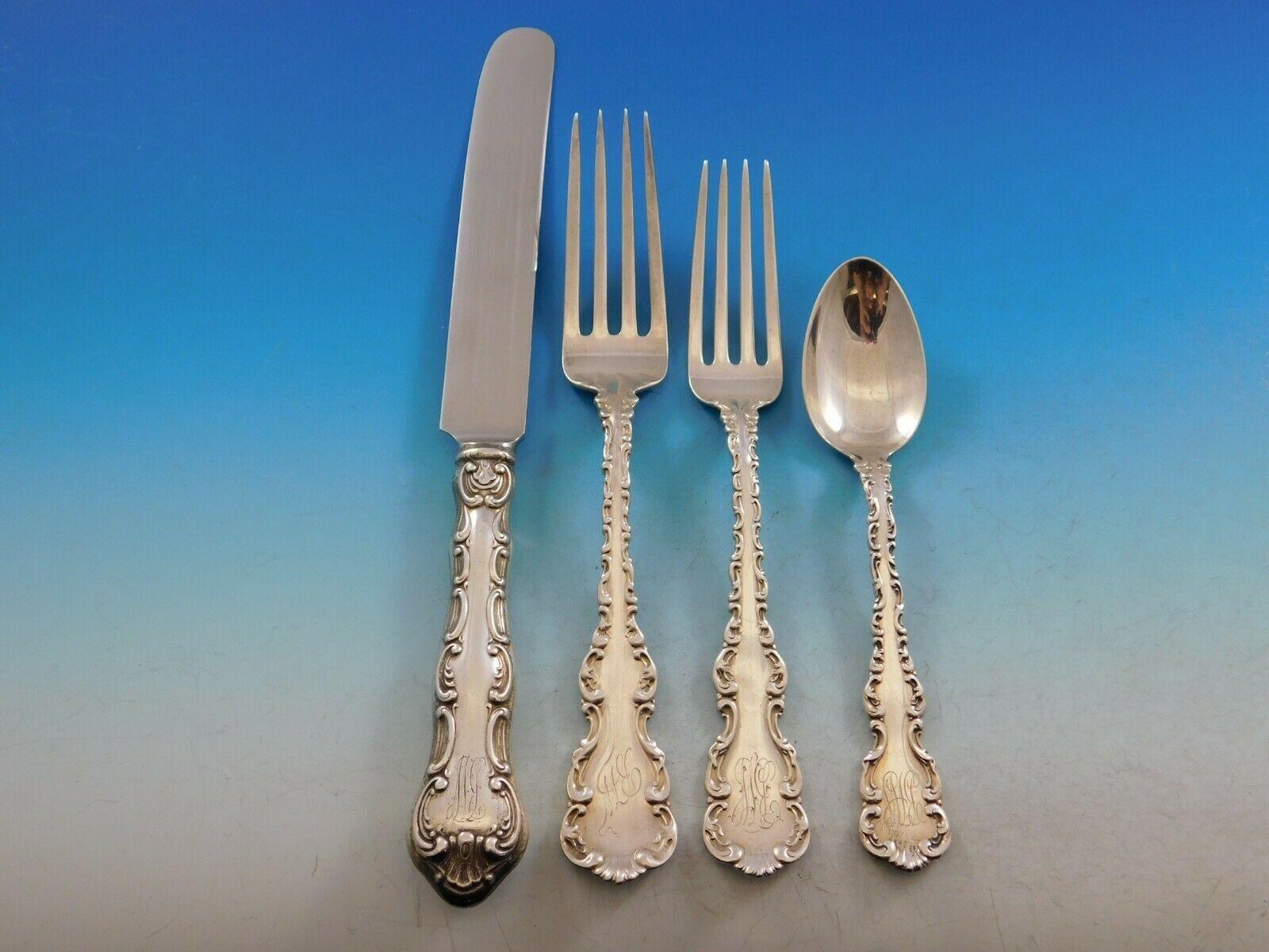 Louis XV by Whiting Sterling Silver Flatware Set for 12 Service 110 Pcs Dinner In Excellent Condition In Big Bend, WI