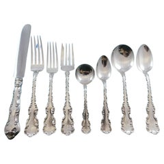 Juego de Cubiertos de Plata de Ley Luis XV de Whiting para 12 Servicio de Cena de 86 Piezas