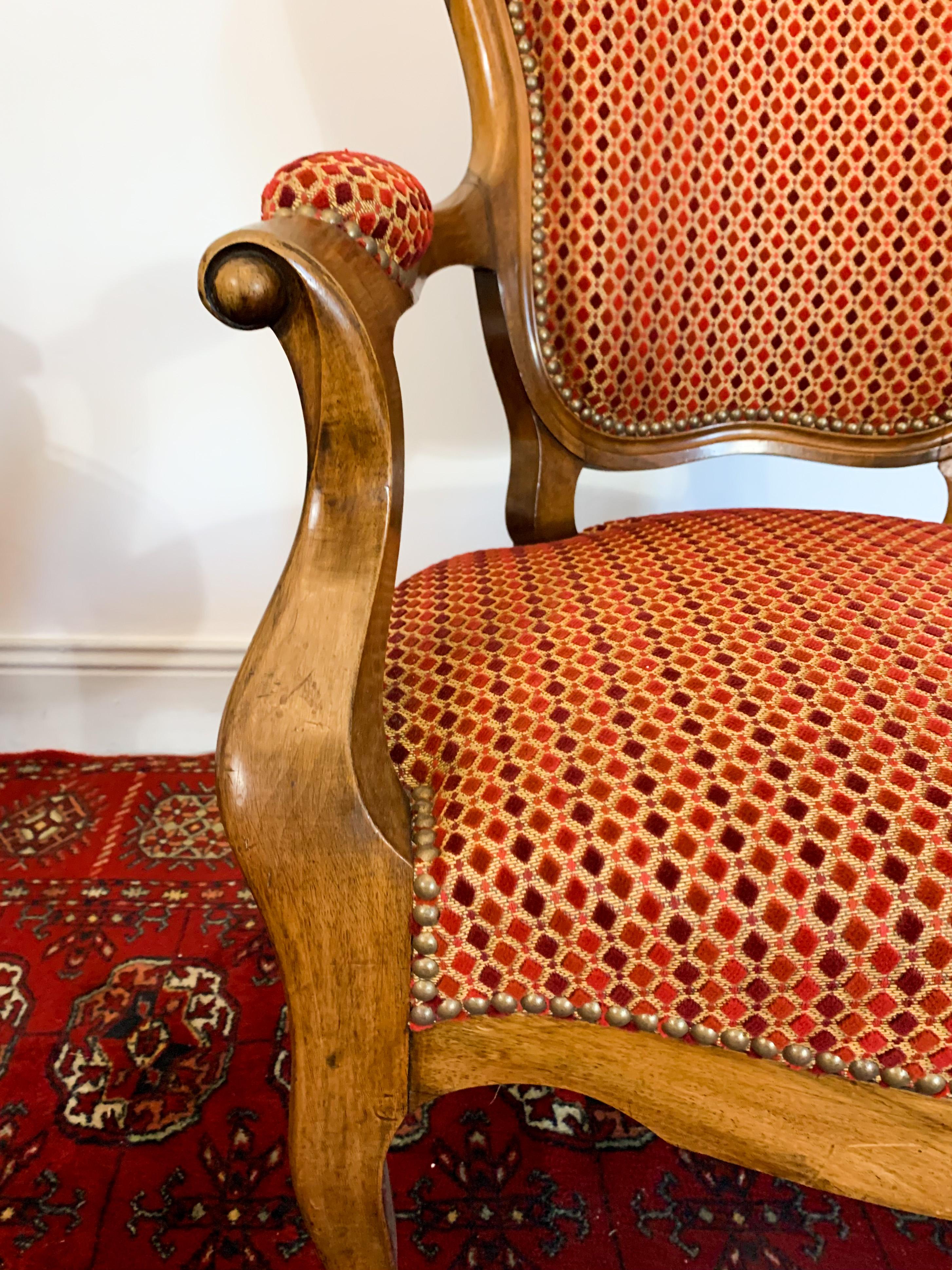 Louis XV Cabriolet Armchair Mid 19th Century In Good Condition For Sale In Beuzevillette, FR