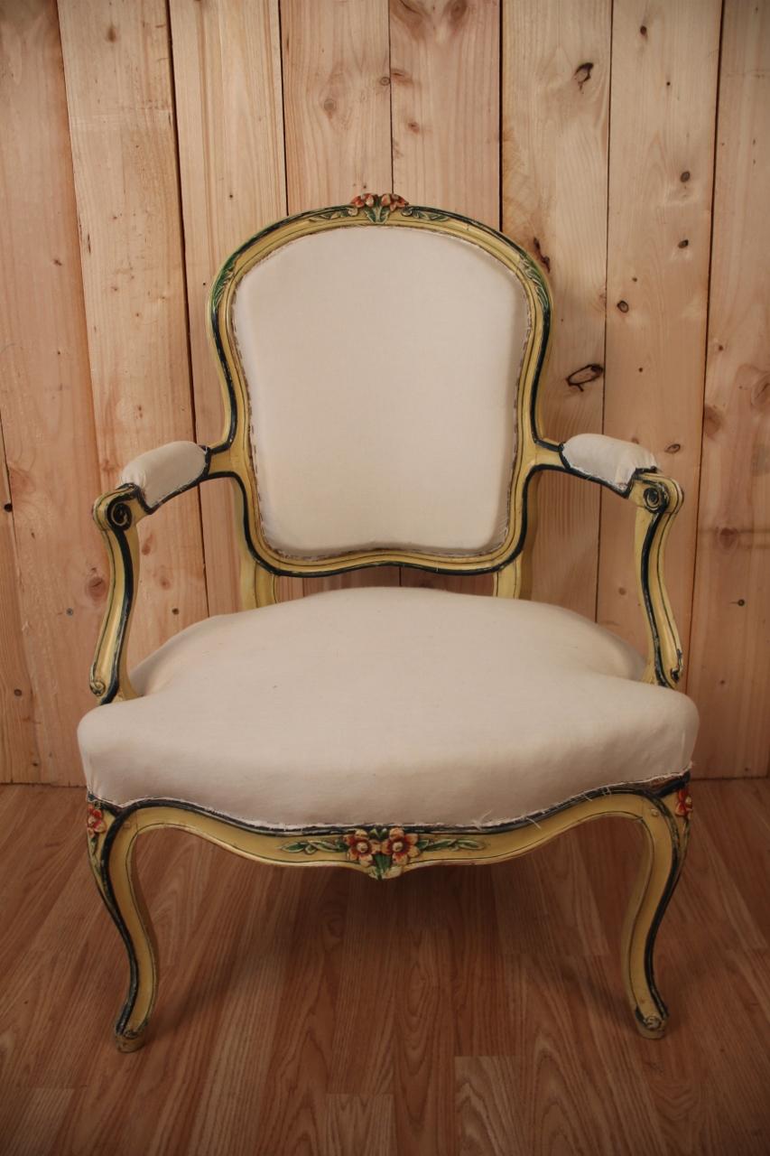 Cabriolet-Sessel im Stil Louis XV., gestempelt N.blanchard (Mitte des 18. Jahrhunderts) im Angebot