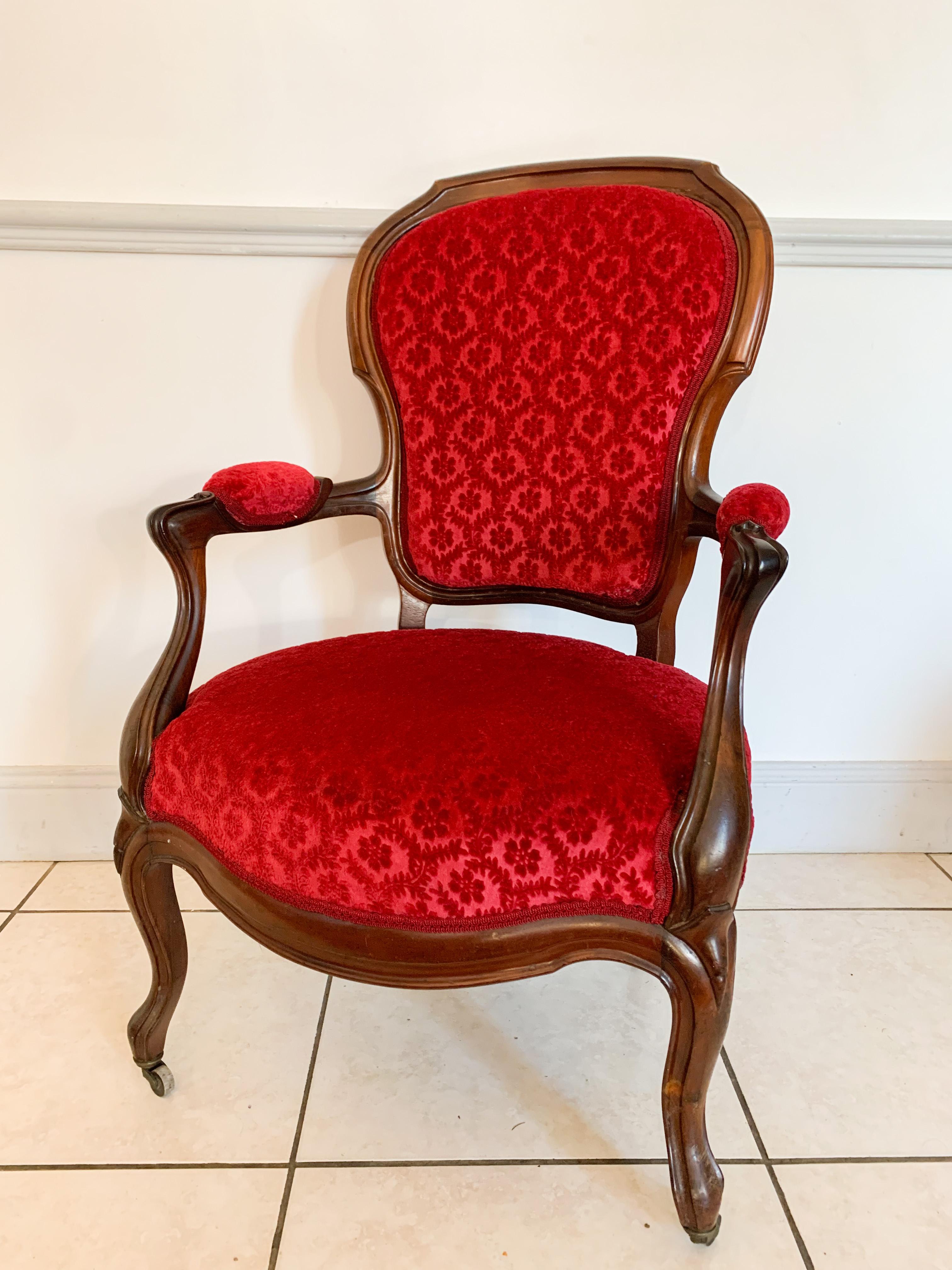 French Louis XV Cabriolet Armchair 19th Century