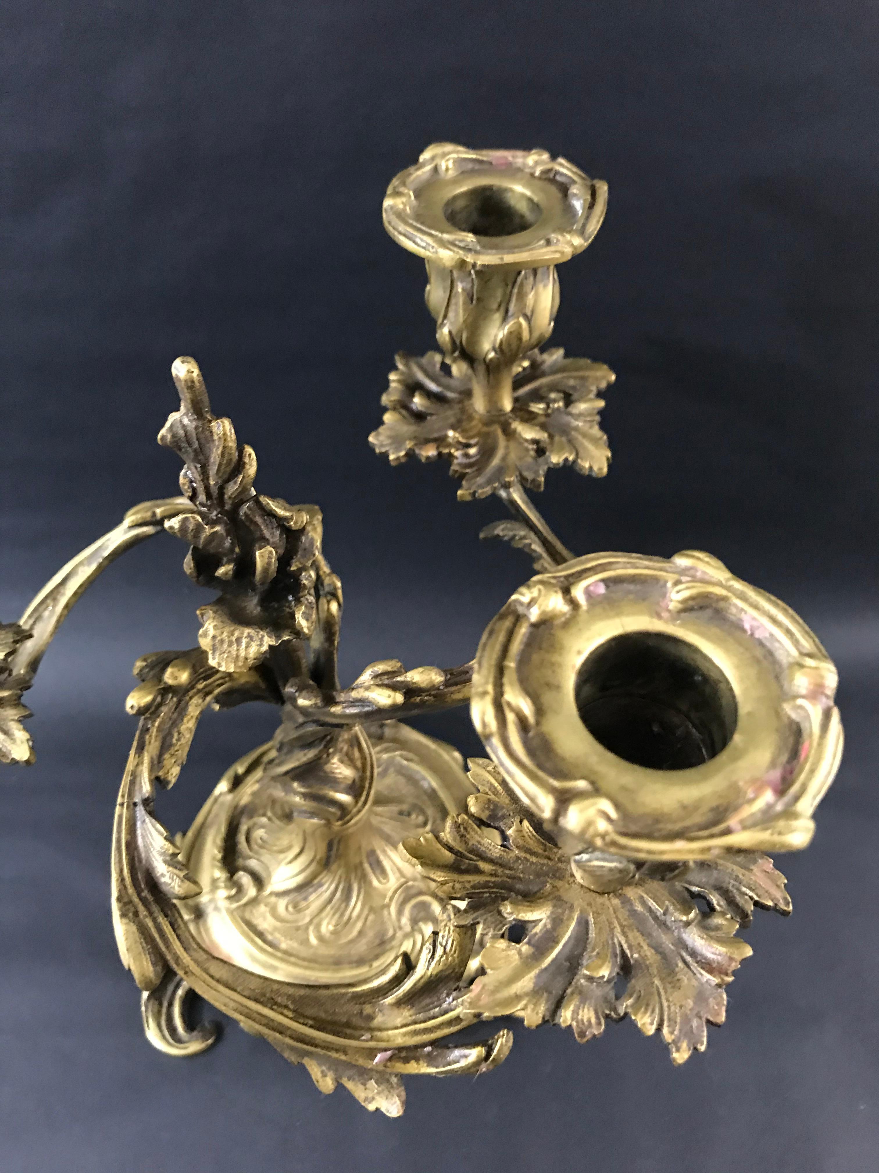 Louis XV Candelabra in Gilded Bronze 6