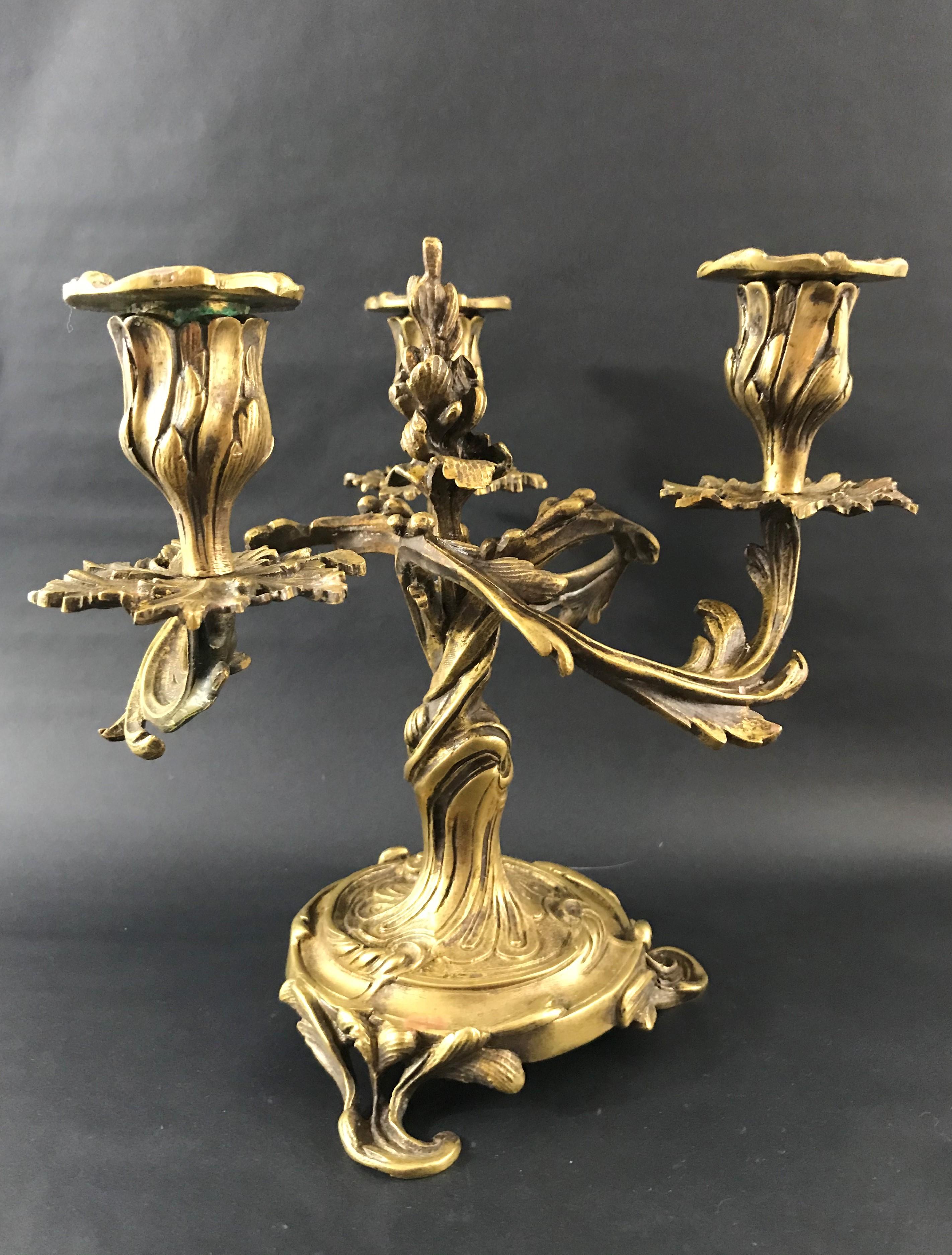 Louis XV Candelabra in Gilded Bronze 11