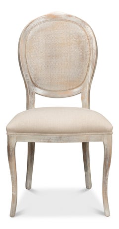 Louis XV Cane Back Dining Chairs in Gray Oak, Sets of 2