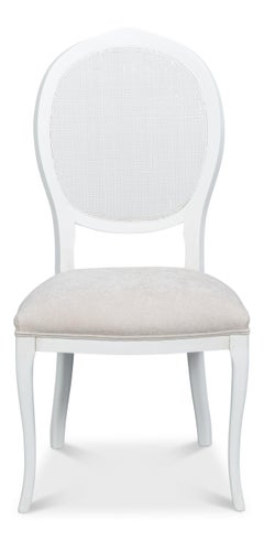 Louis XV Cane Back Dining Chairs in White, Sets of 2