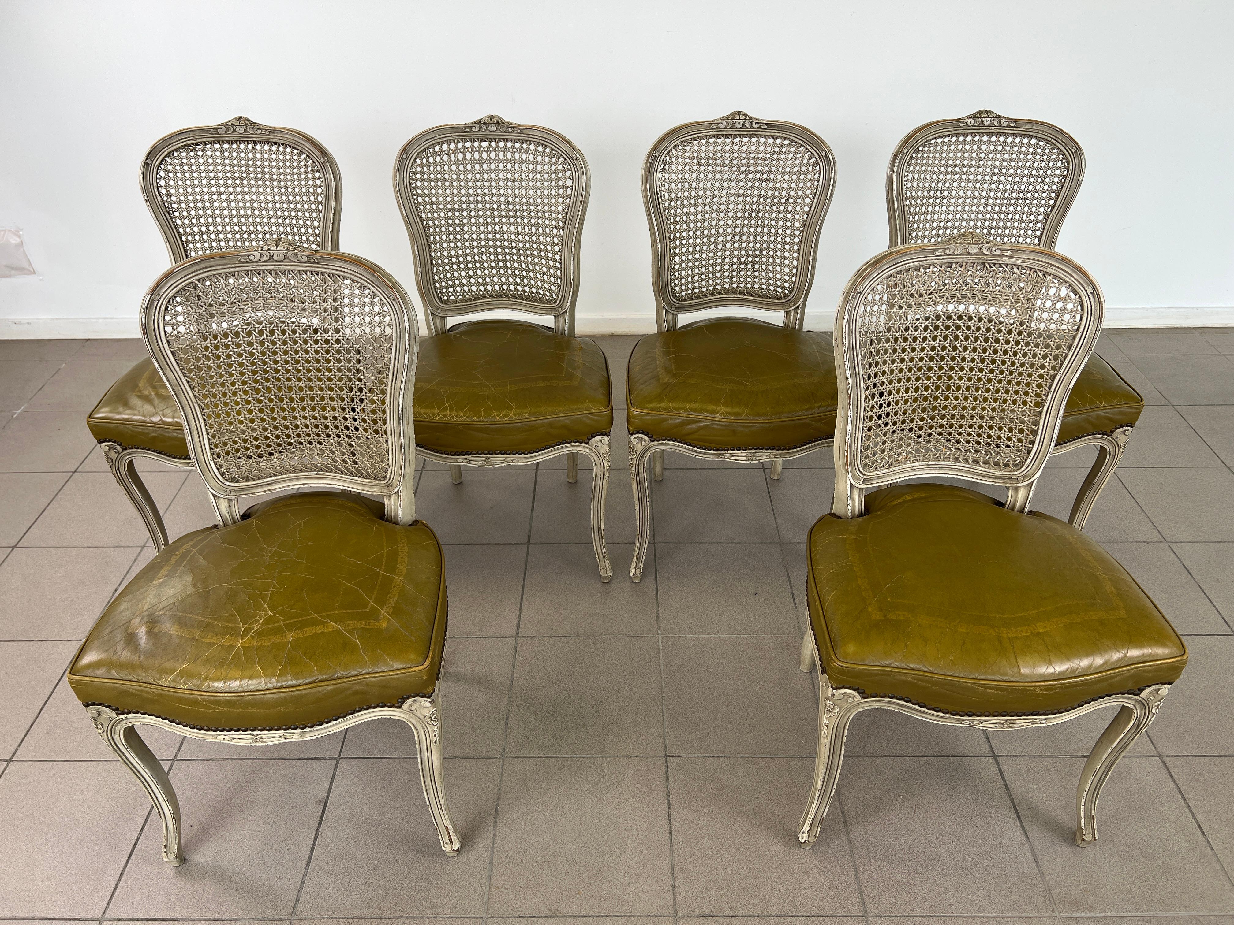 Louis XV Cane Back Dining Chairs – Set of 6 (Louis XV.) im Angebot