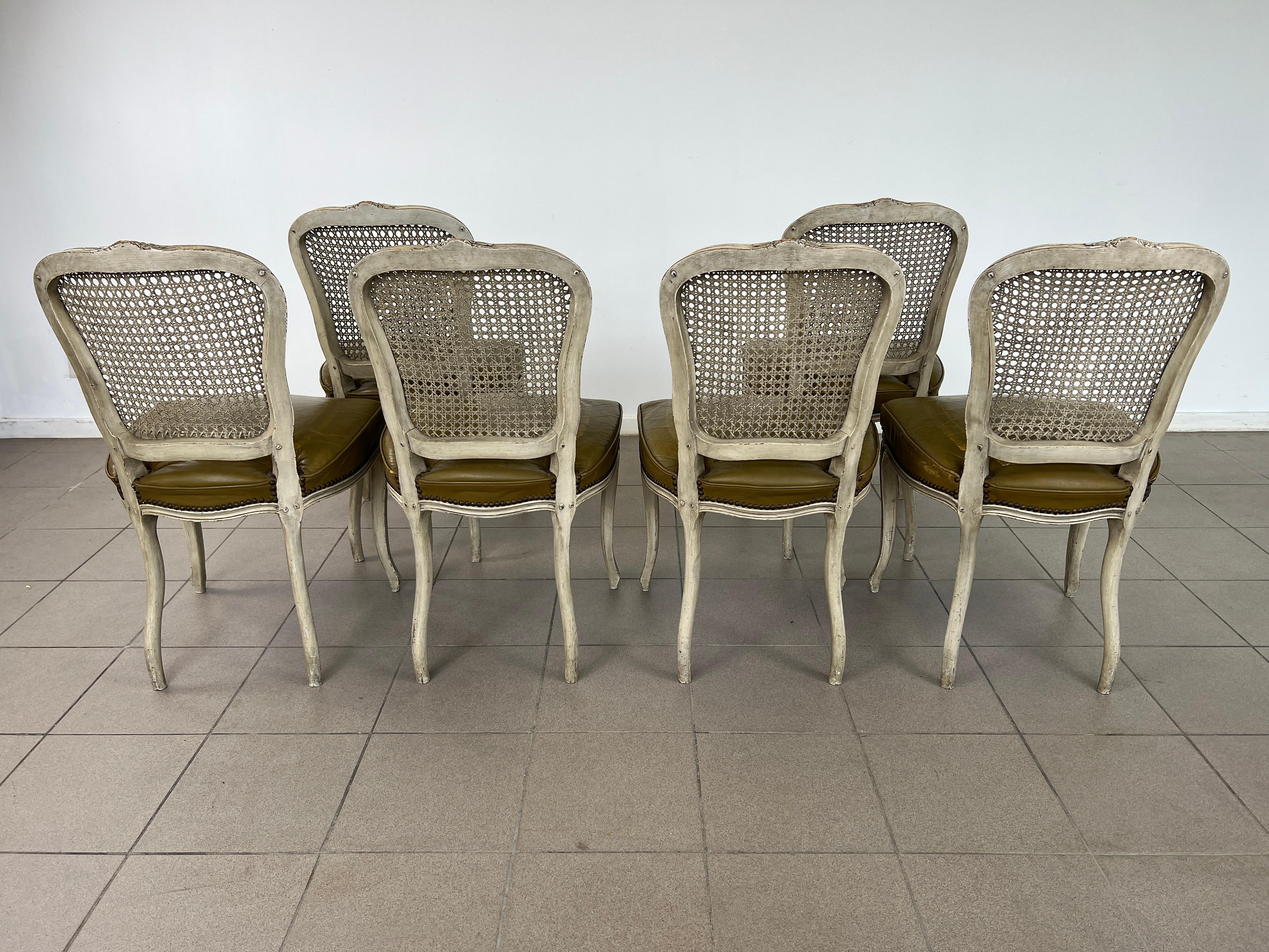 Louis XV Cane Back Dining Chairs – Set of 6 (20. Jahrhundert) im Angebot