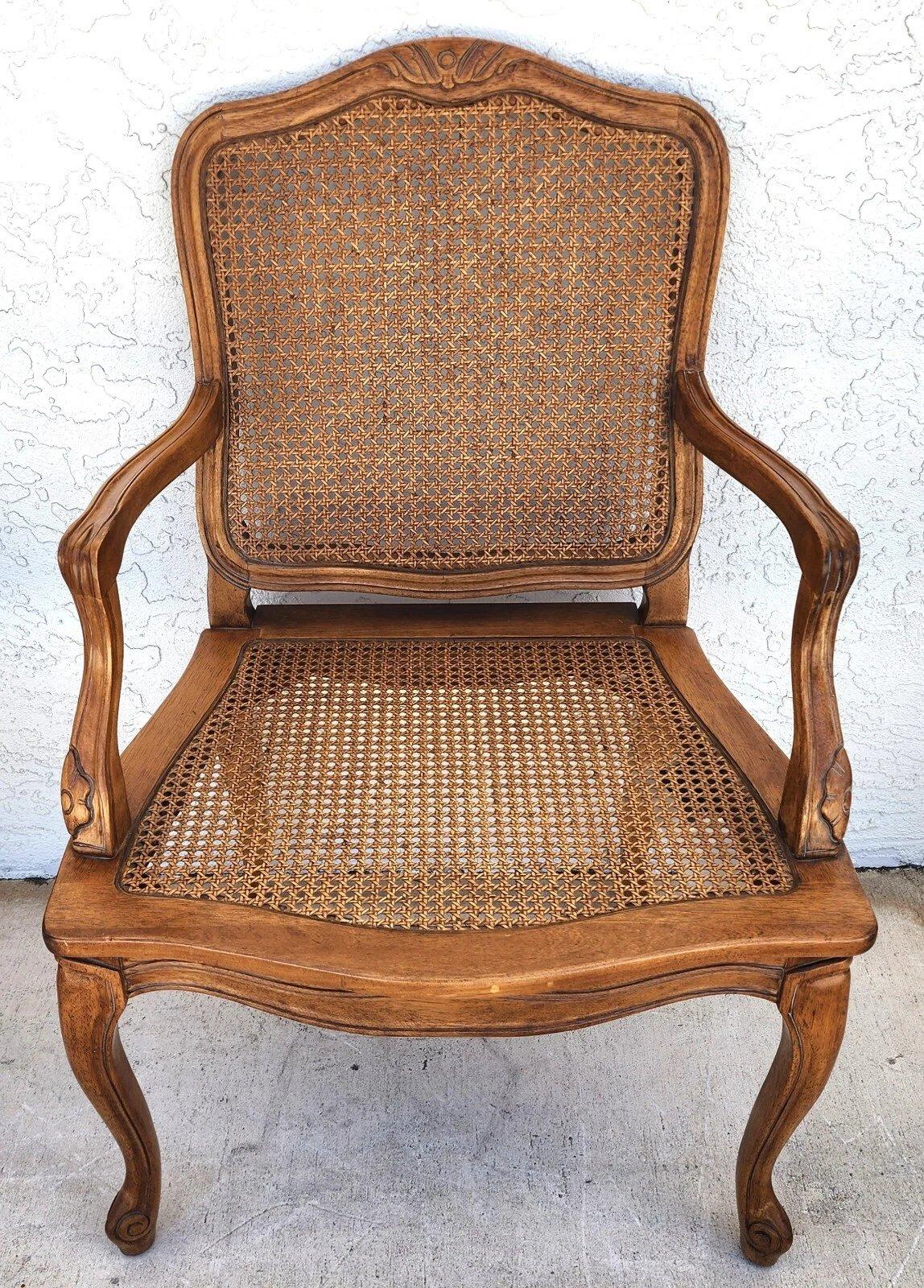 Louis XV Caned Armchairs by Century Chair Co For Sale 7