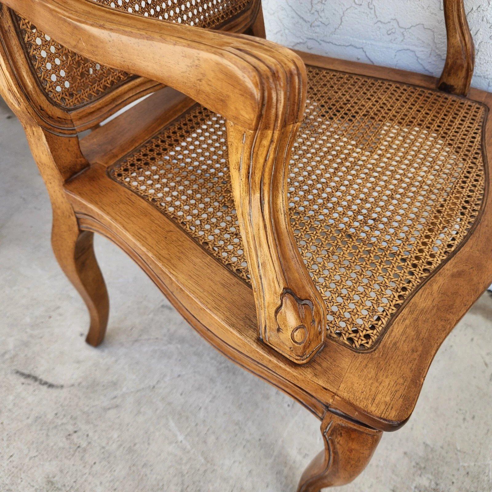 Louis XV Caned Armchairs by Century Chair Co For Sale 1