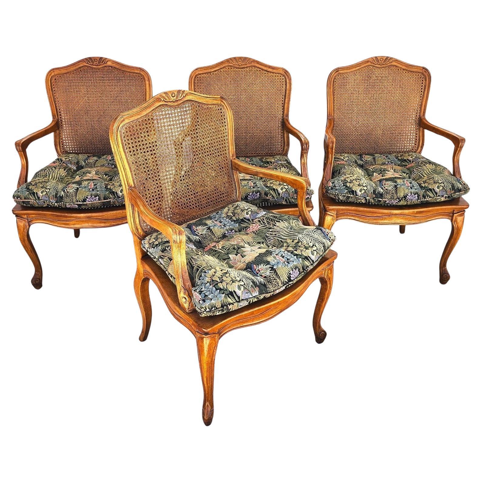 Louis XV Caned Armchairs by Century Chair Co For Sale