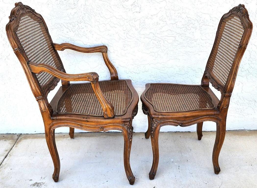 Chaises de salle à manger cannées Louis XV Ensemble de 6 chaises anciennes en vente 9