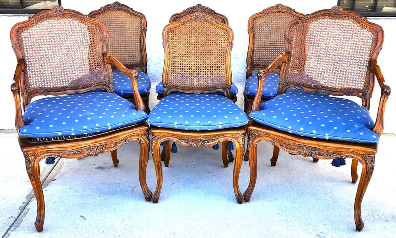 For FULL item description click on CONTINUE READING at the bottom of this page.

Offering One Of Our Recent Palm Beach Estate Fine Furniture Acquisitions Of A
Set of 6 Antique Carved French Louis XV Caned Dining Chairs
Featuring wonderful carved