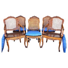 Chaises de salle à manger cannées Louis XV Ensemble de 6 chaises anciennes