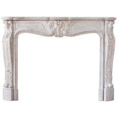Louis XV Carrara Marble Fireplace