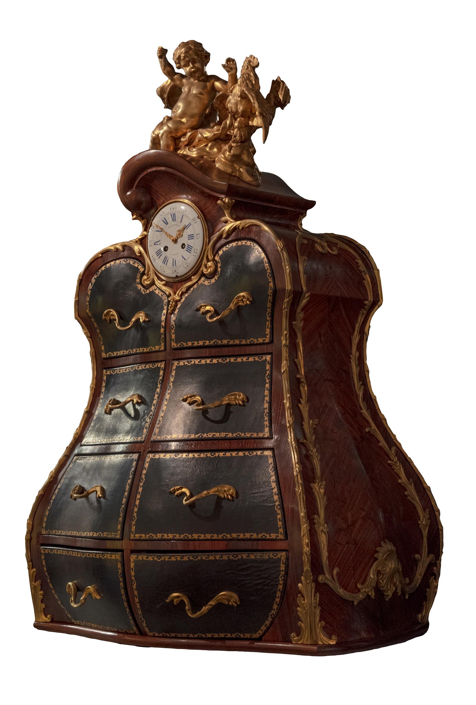 French Louis XV Cartonnier with Clock For Sale