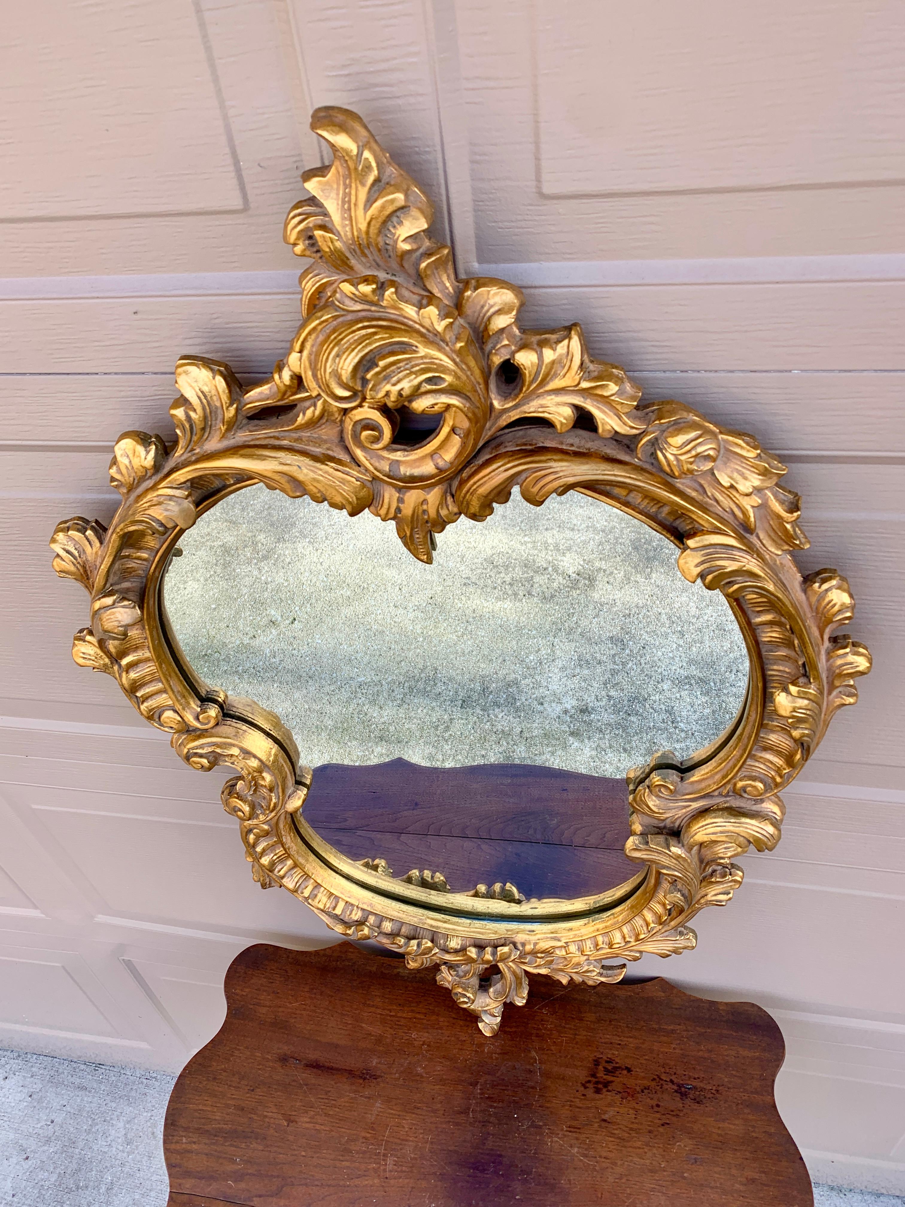 Louis XV Cartouche Rococo Baroque Gilt Wood Mirror For Sale 7