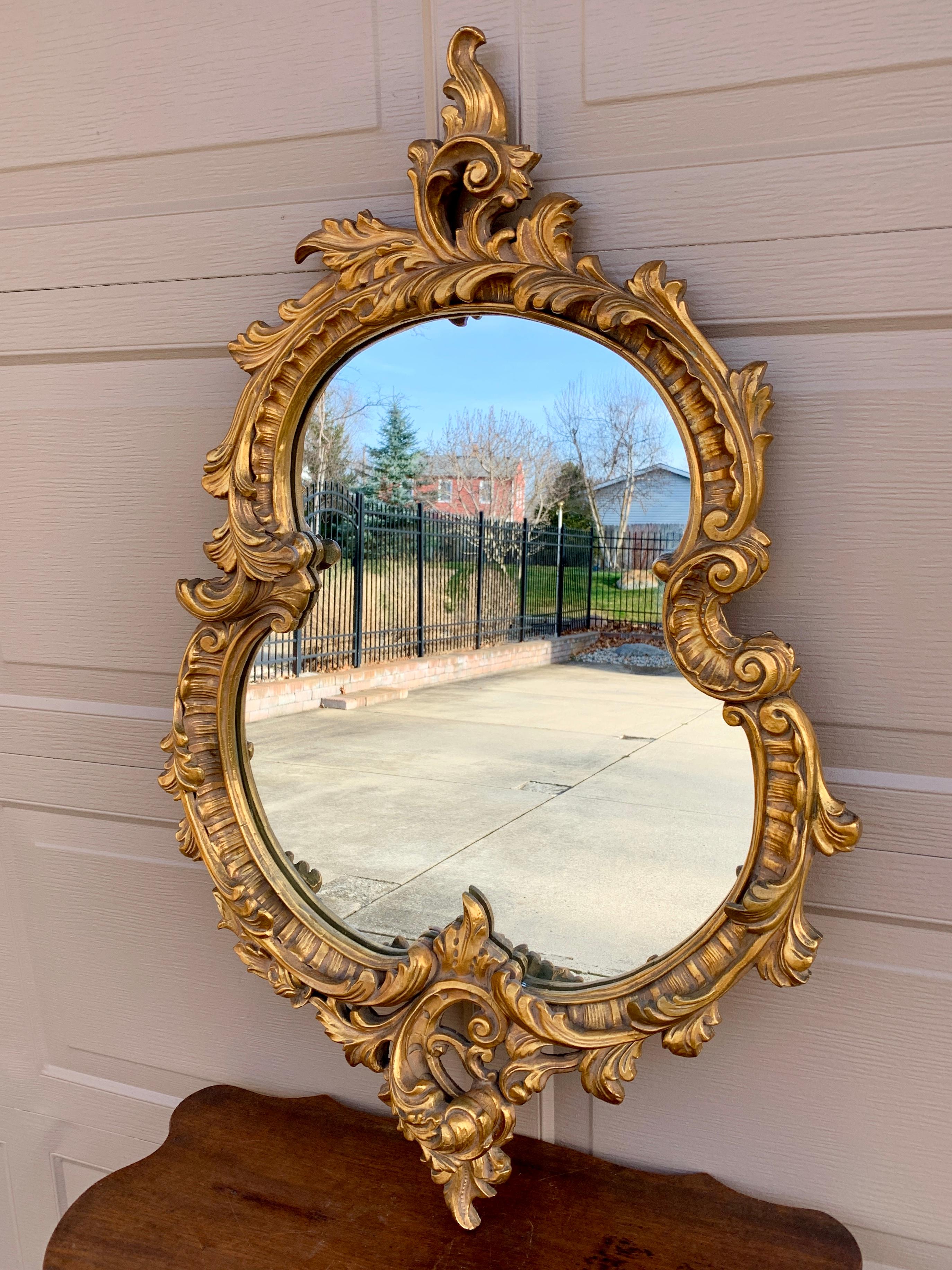 Louis XV Cartouche Rococo Baroque Gilt Wood Mirror For Sale 8