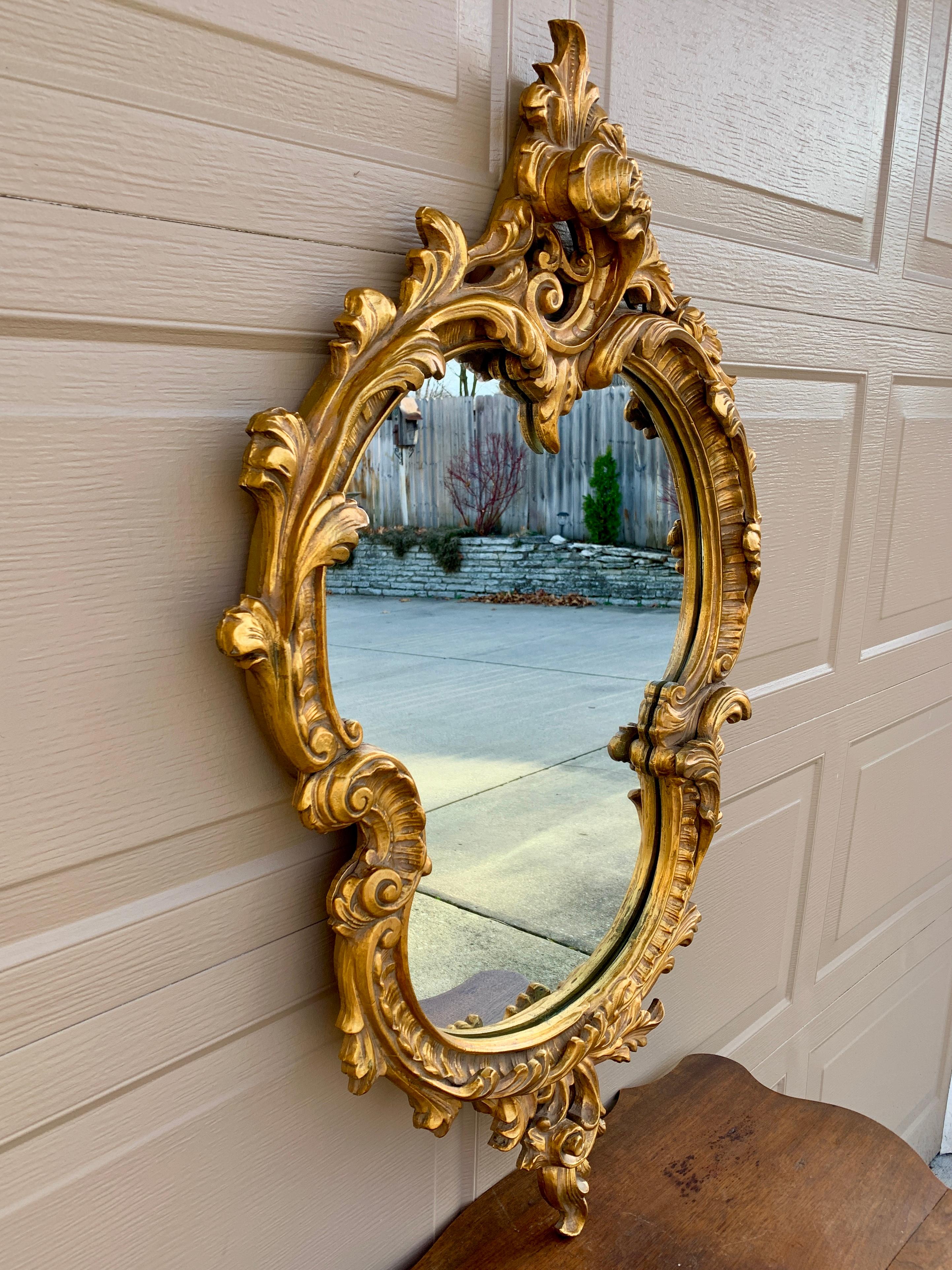 American Louis XV Cartouche Rococo Baroque Gilt Wood Mirror For Sale