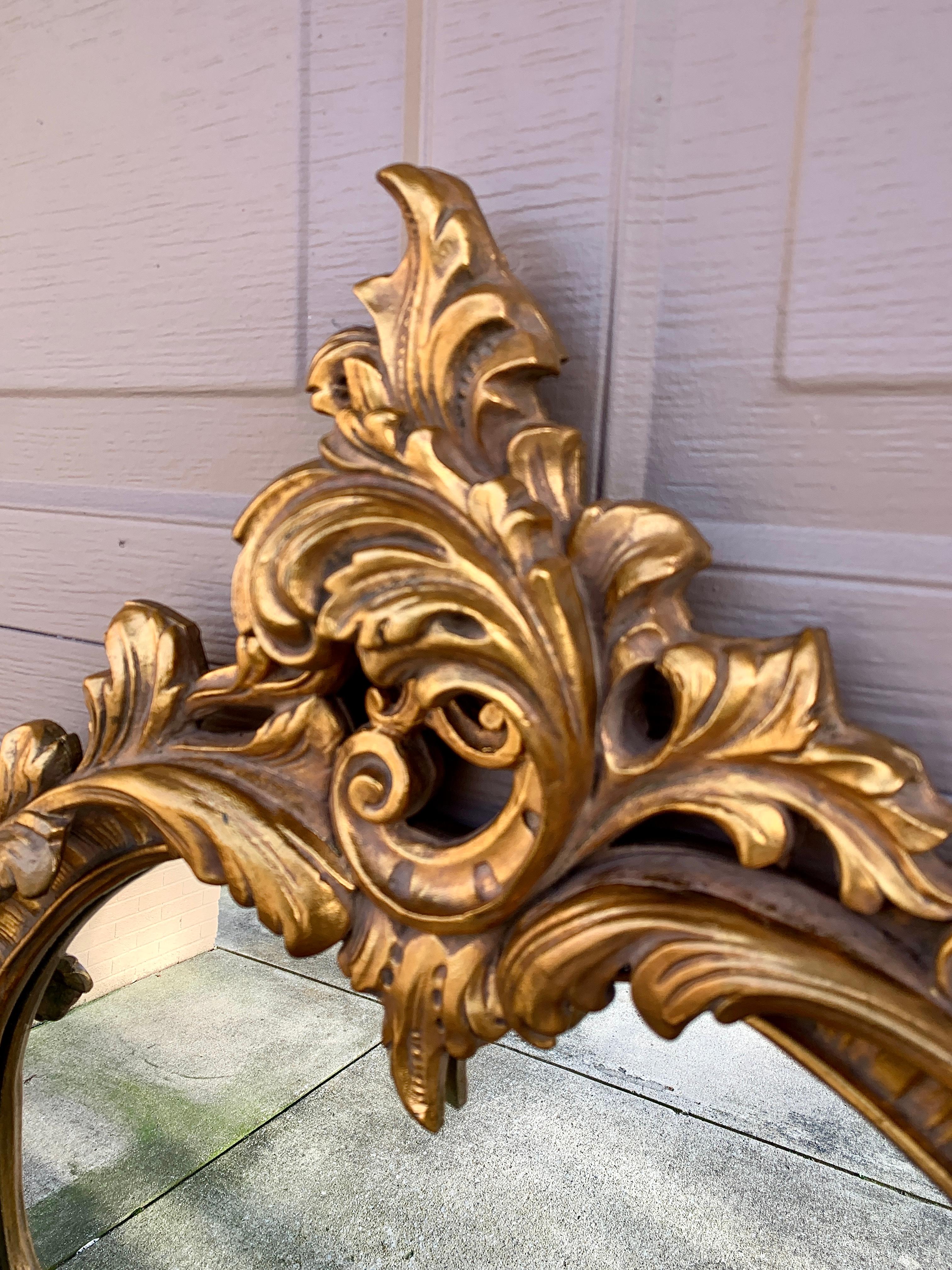 Louis XV Cartouche Rococo Baroque Gilt Wood Mirror In Good Condition For Sale In Elkhart, IN