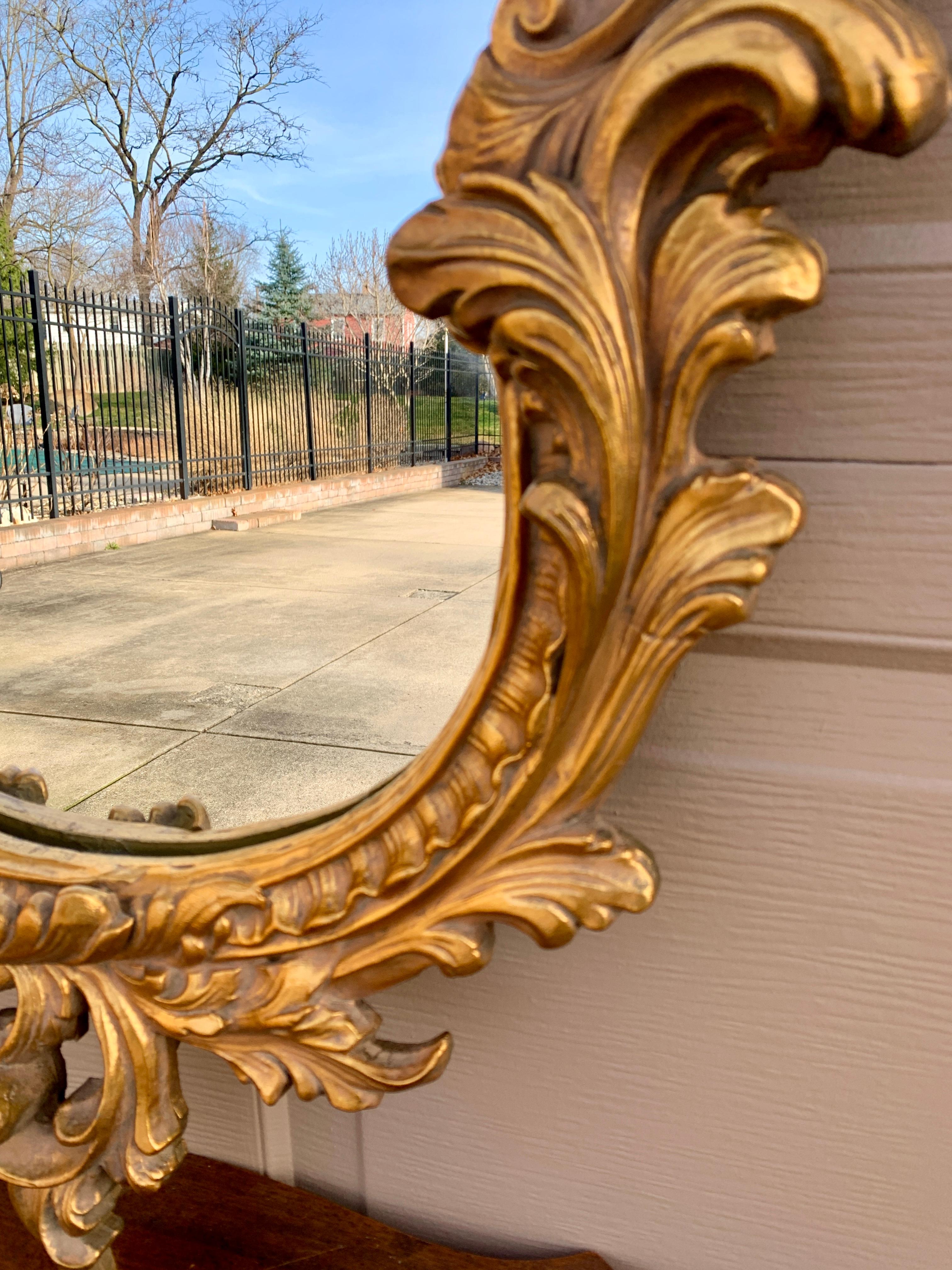 Louis XV Cartouche Rococo Baroque Gilt Wood Mirror For Sale 1