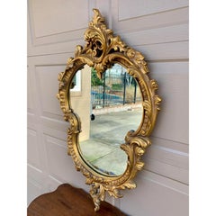 Louis XV Cartouche Rococo Baroque Gilt Wood Wall Mirror