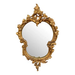 Louis XV Cartouche Rococo Baroque Gilt Wood Wall Mirror