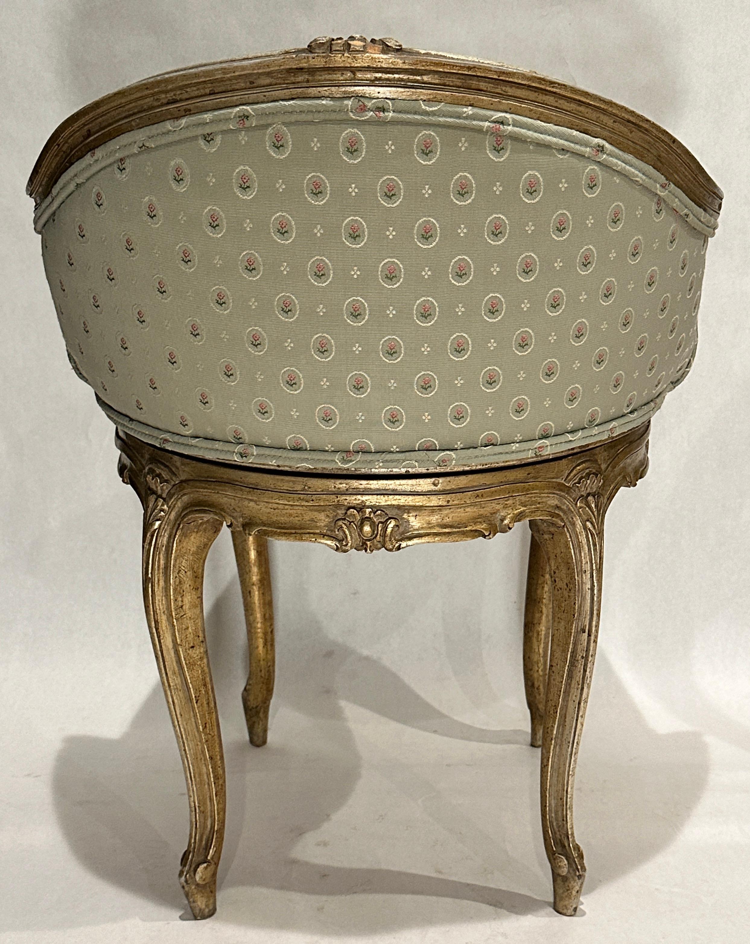 20th Century Louis XV Carved And Gilt Swivel Vanity Chair For Sale