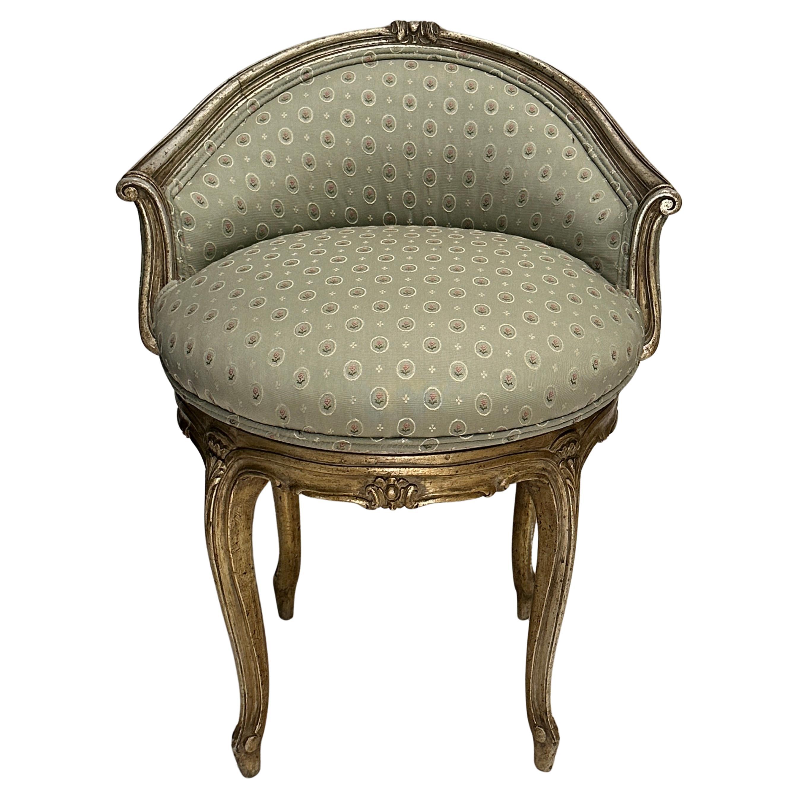 Louis XV geschnitzt und vergoldet Drehstuhl Vanity Stuhl im Angebot
