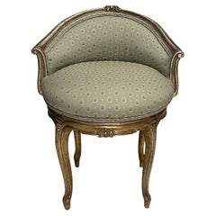 Vintage Louis XV Carved And Gilt Swivel Vanity Chair