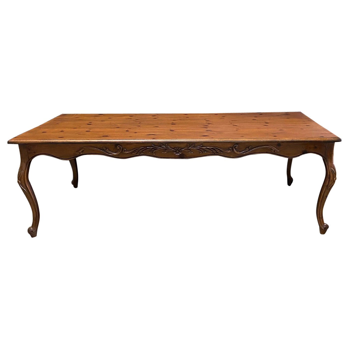 Louis XV Carved Country French Provincial Style Pine Dining Table