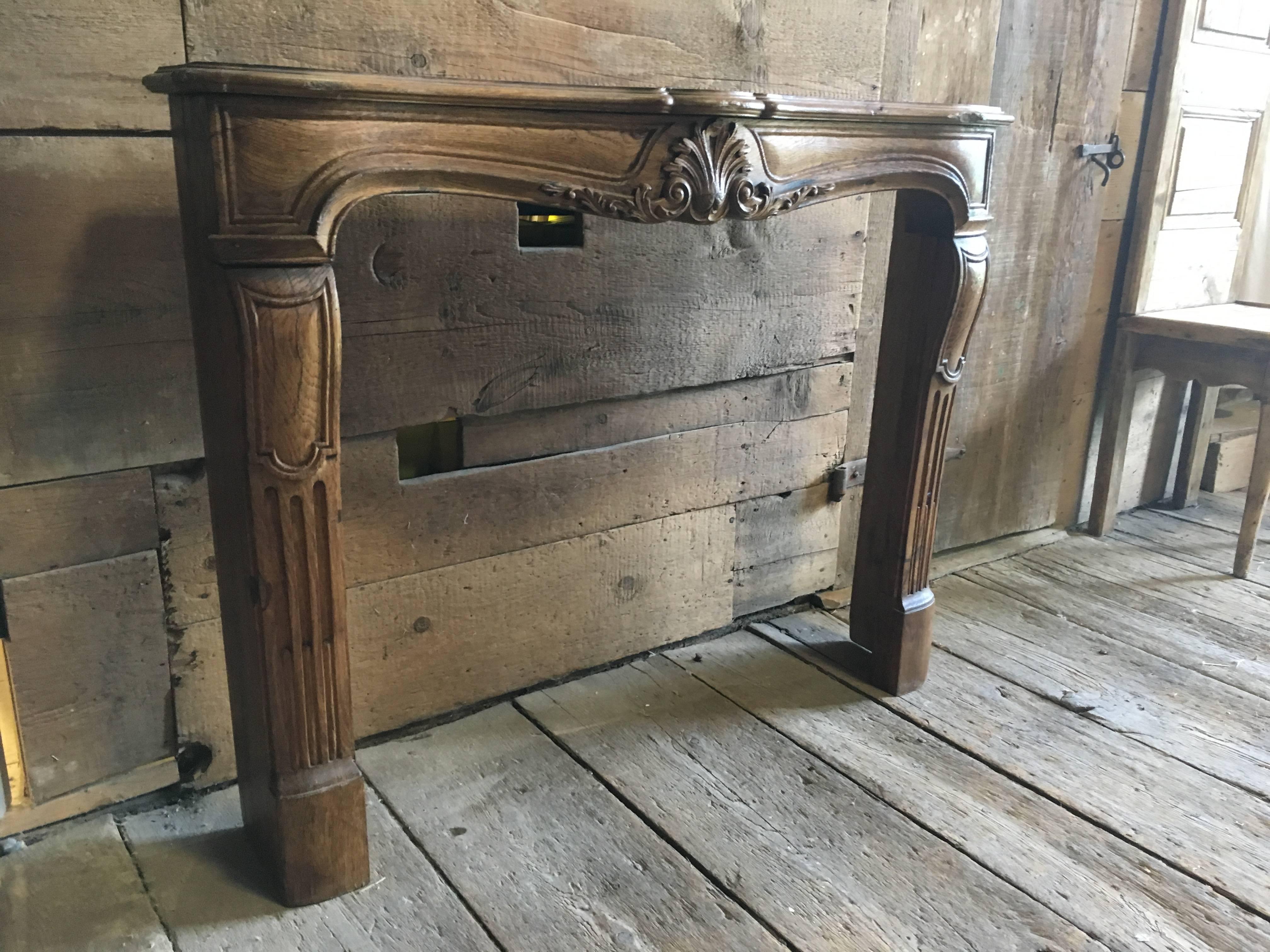 Louis XV Carved Oak Fireplace Mantel 2