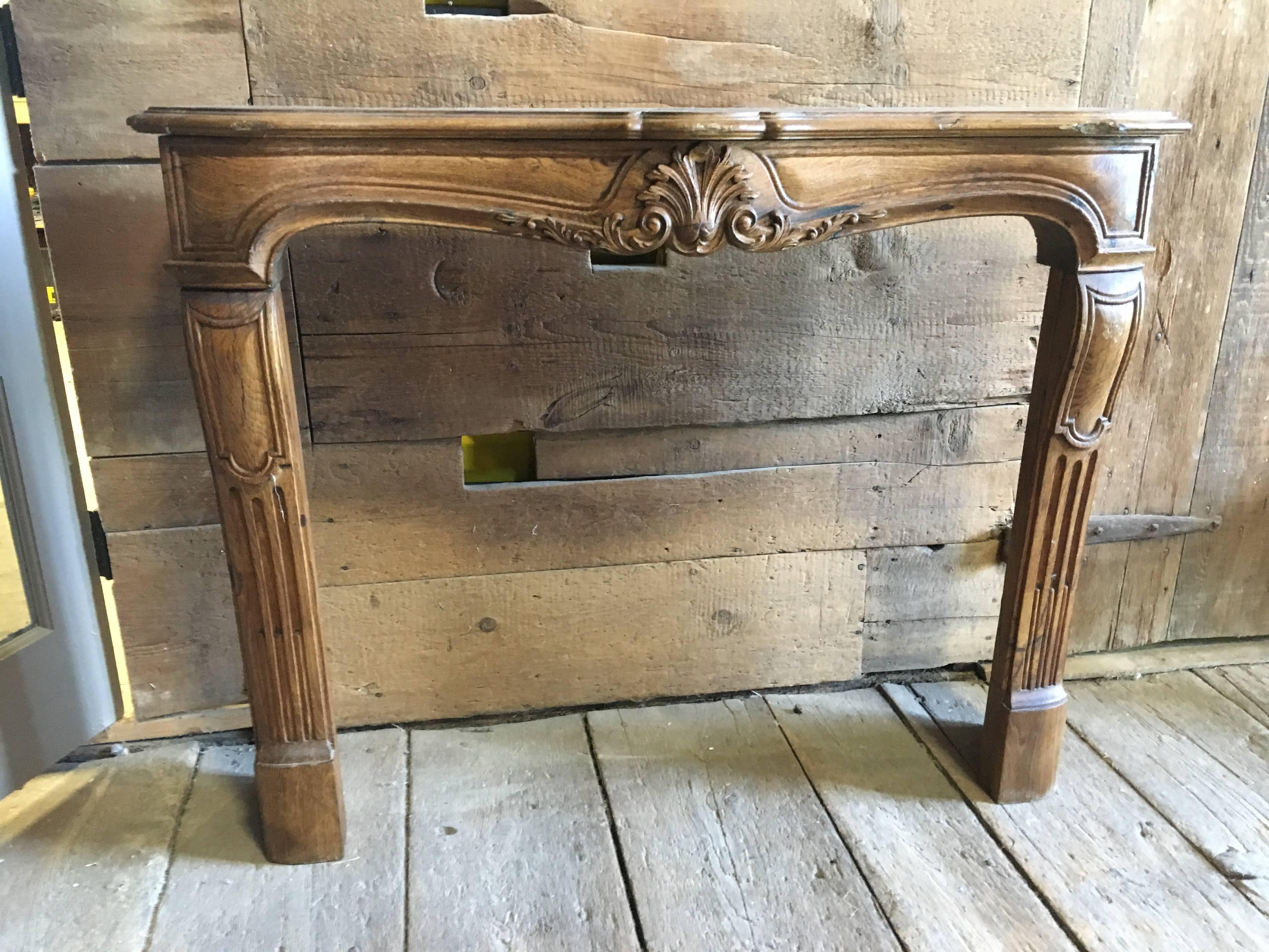 Louis XV Carved Oak Fireplace Mantel 4