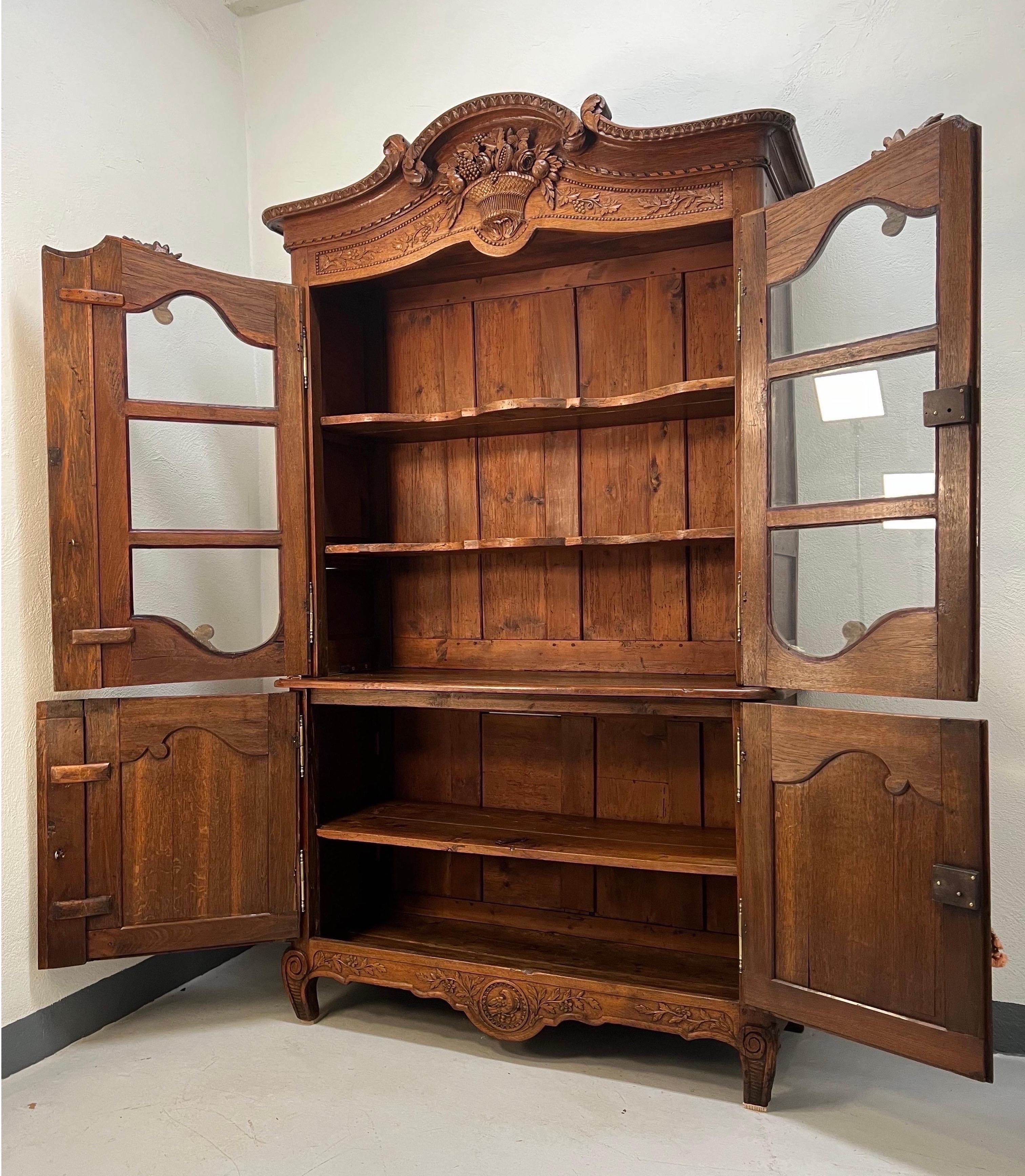 18th Century Louis XV Carved Provincial Cabinet For Sale