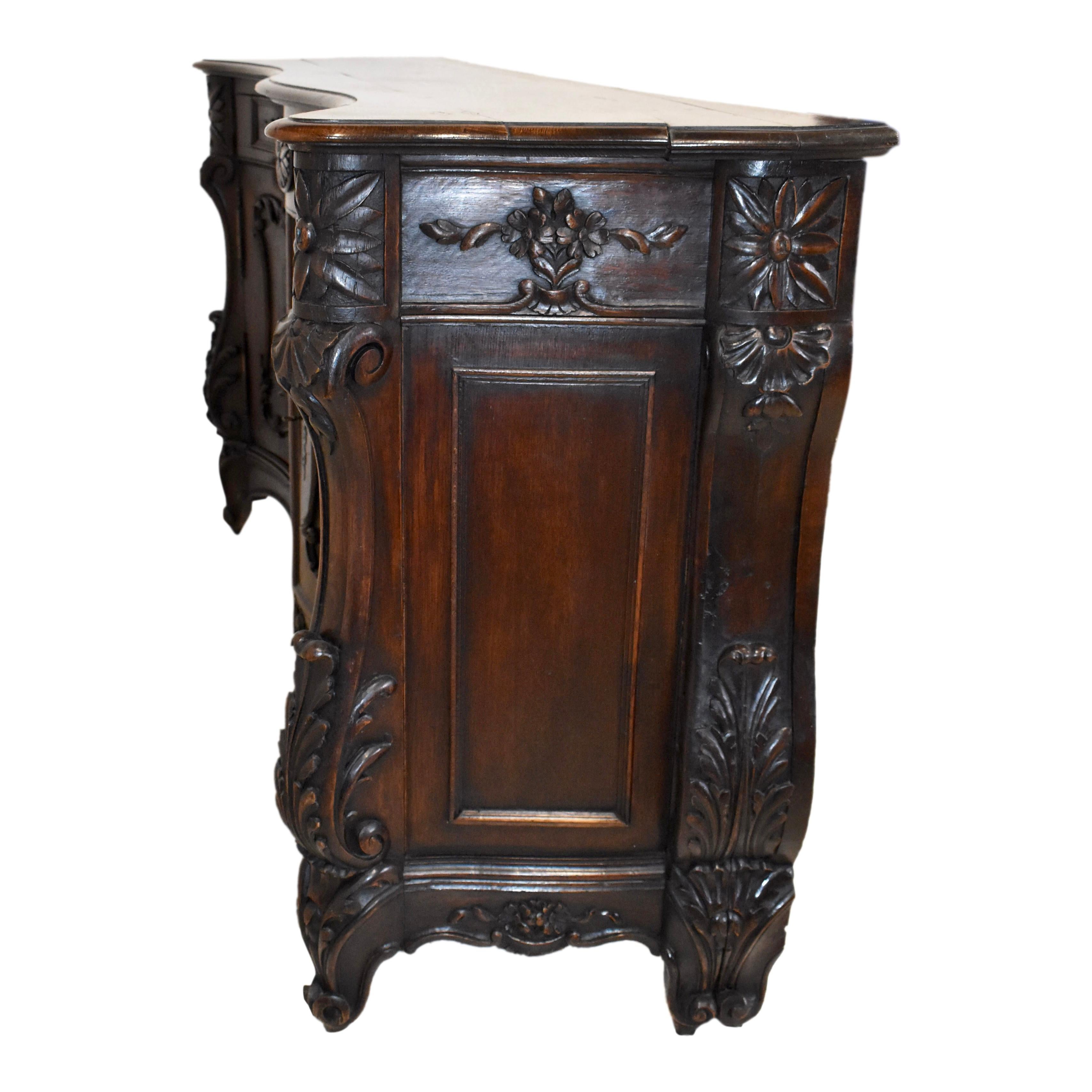 19th Century Louis XV Carved Serpentine Sideboard, circa 1890 For Sale