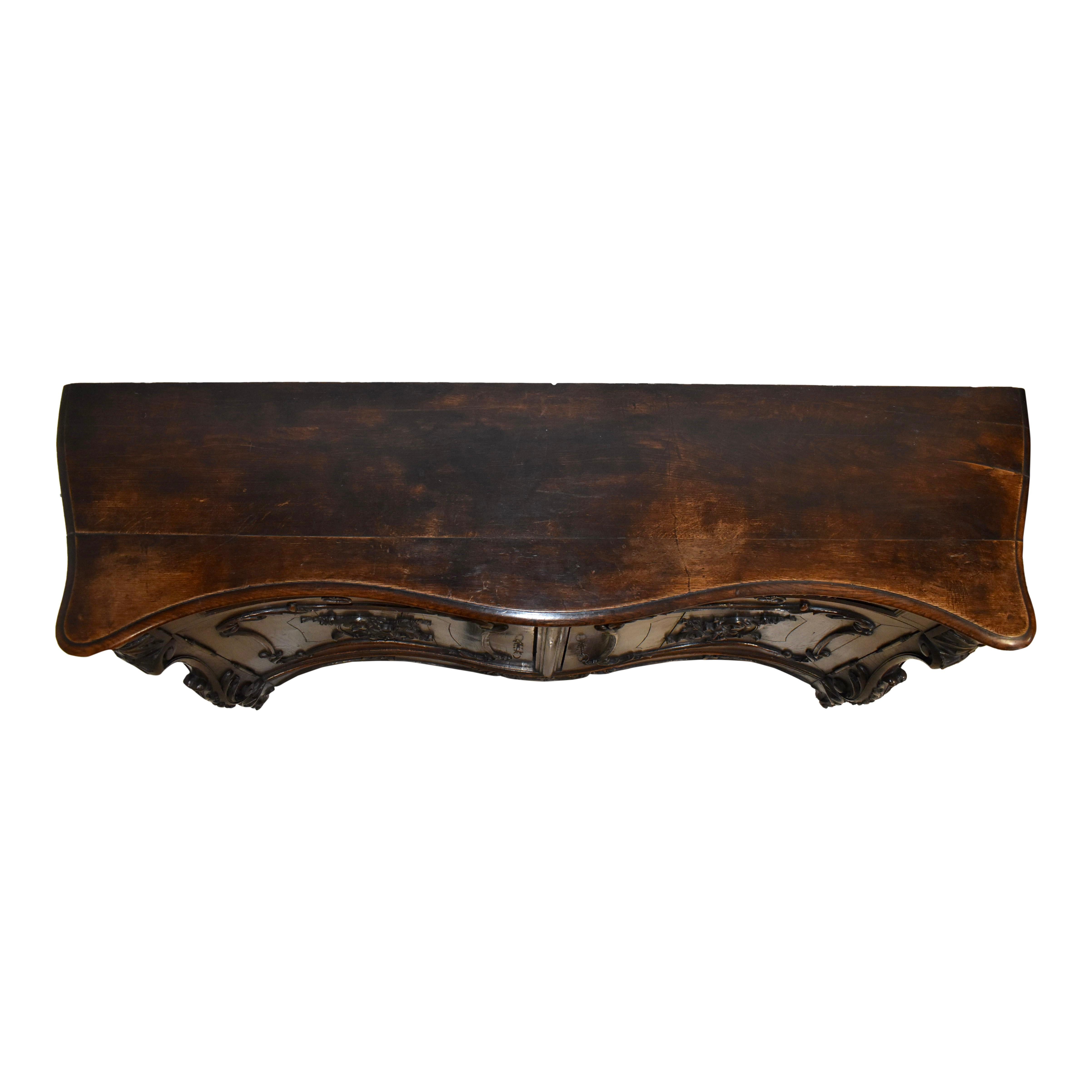 Oak Louis XV Carved Serpentine Sideboard, circa 1890 For Sale