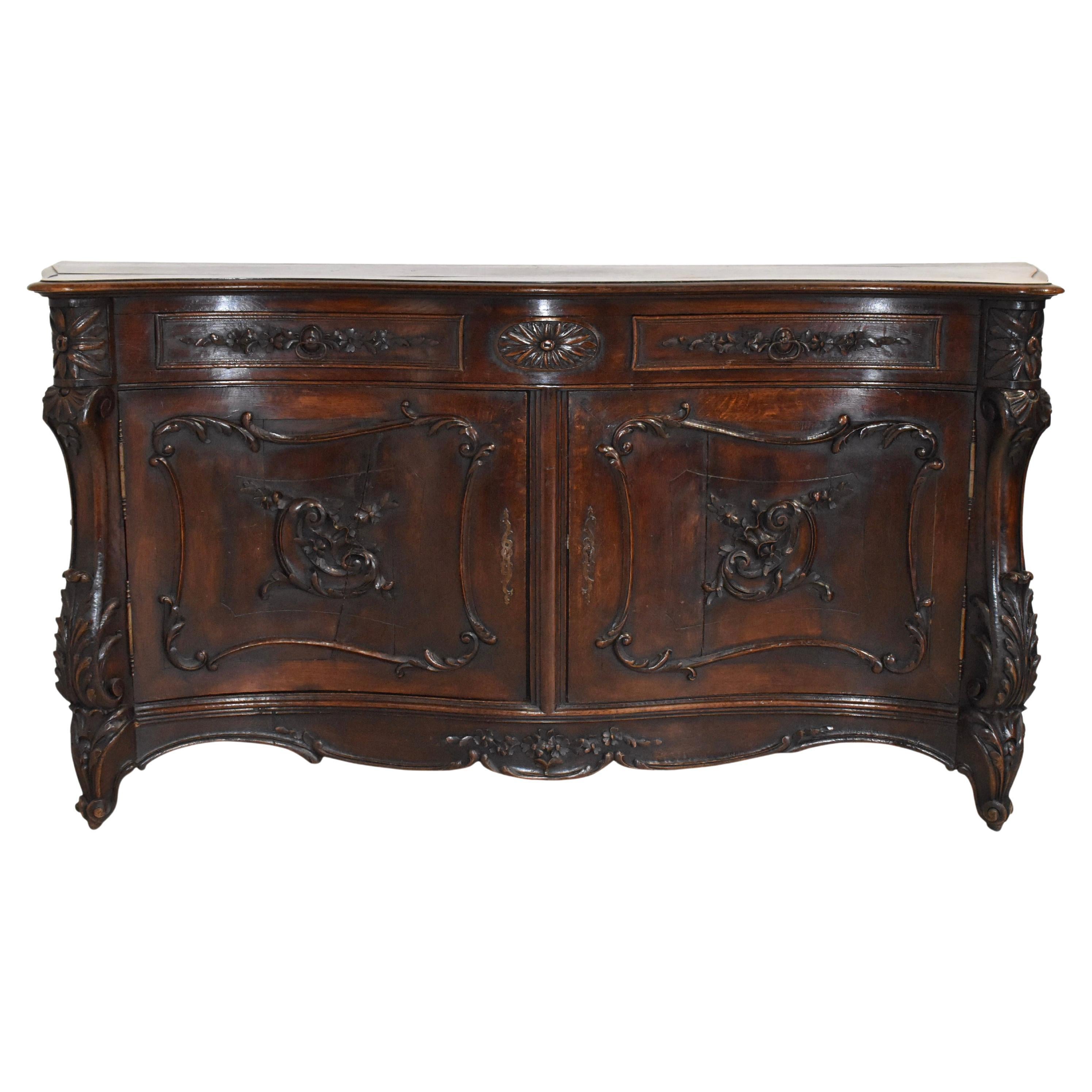 Louis XV Carved Serpentine Sideboard, circa 1890 For Sale