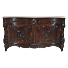 Geschnitztes Serpentinen-Sideboard im Stil Louis XV., um 1890