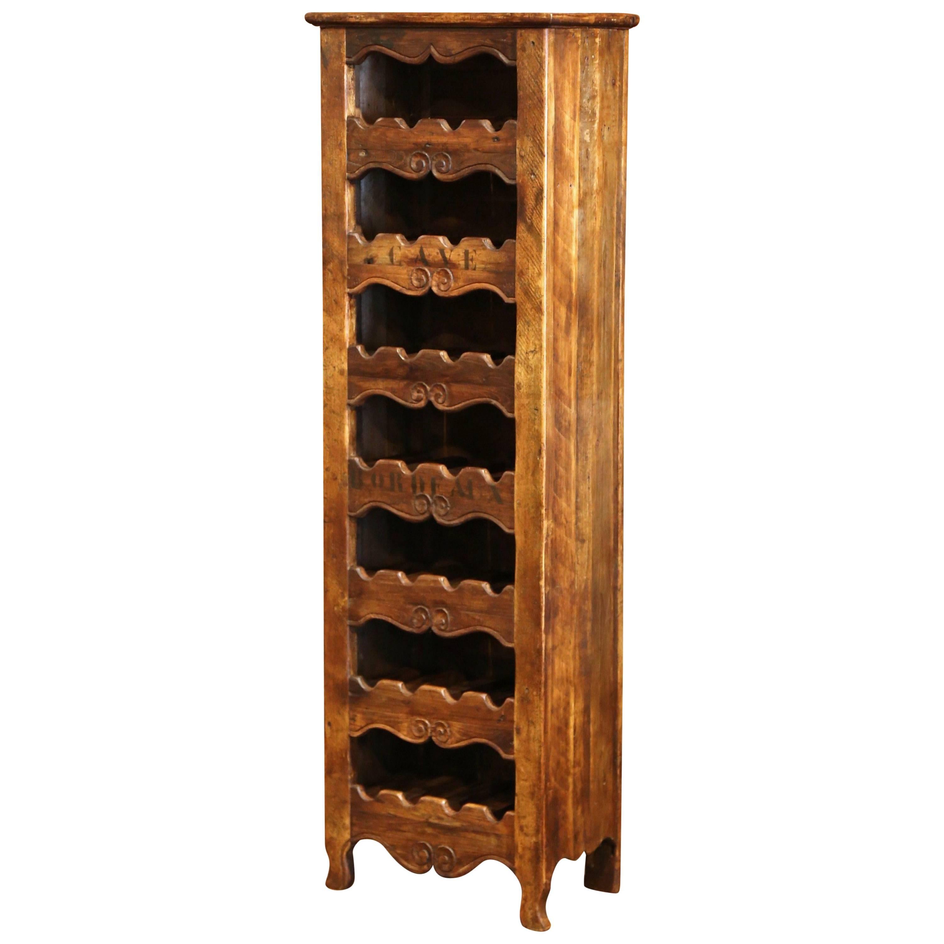 Louis XV Carved Twenty-Eight Wine Bottle Holder Cabinet with "Cave Bordeaux"