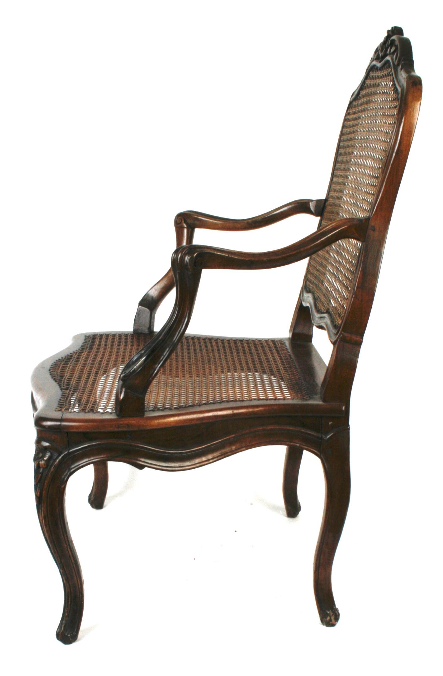French Louis XV Carved Walnut Armchair, c1740 For Sale